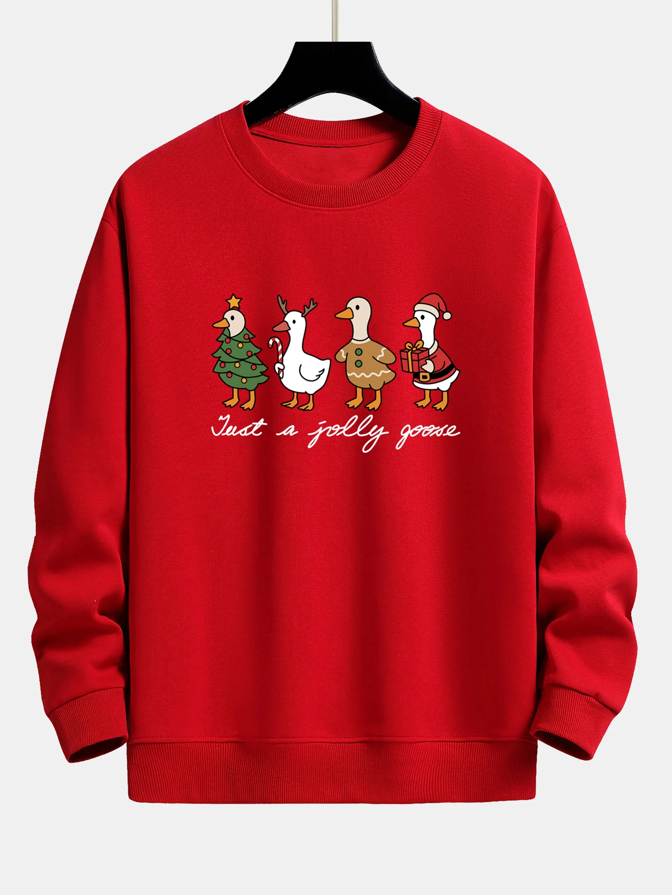 Weihnachtsente Druck Locker Geschnittenes Sweatshirt - Image 2