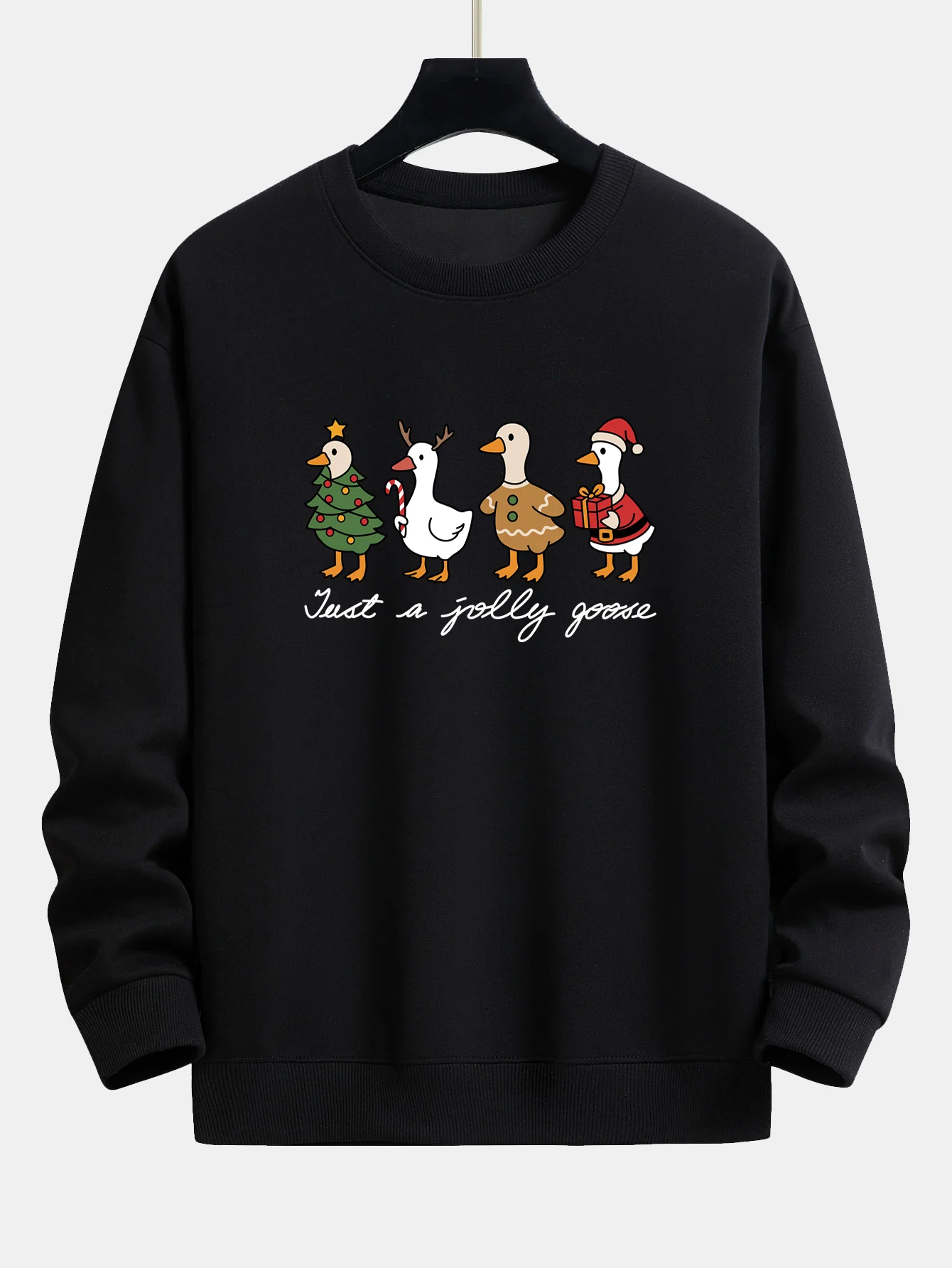 Weihnachtsente Druck Locker Geschnittenes Sweatshirt - Image 3