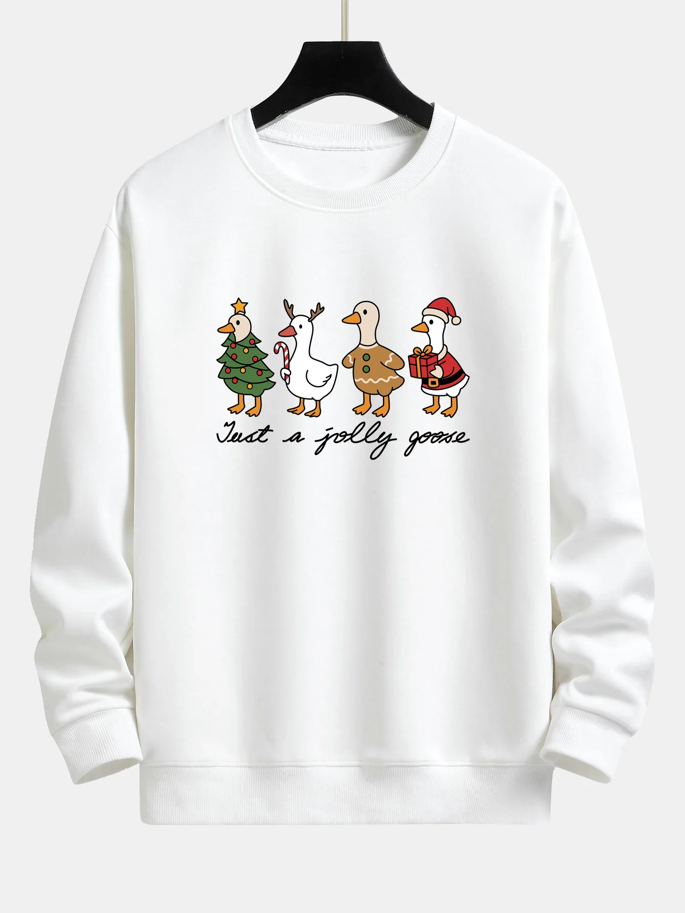 Weihnachtsente Druck Locker Geschnittenes Sweatshirt - Image 4