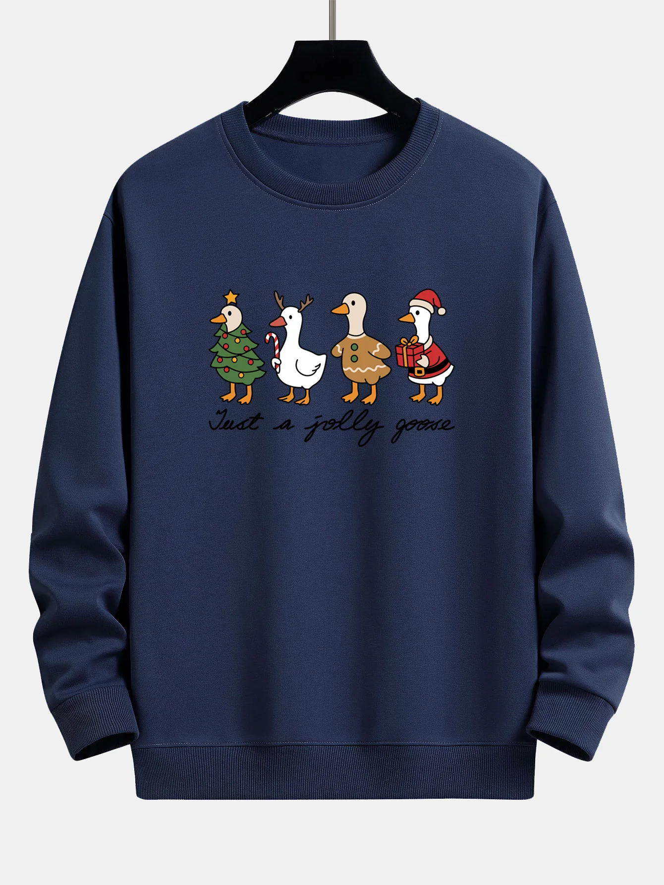 Weihnachtsente Druck Locker Geschnittenes Sweatshirt - Image 8