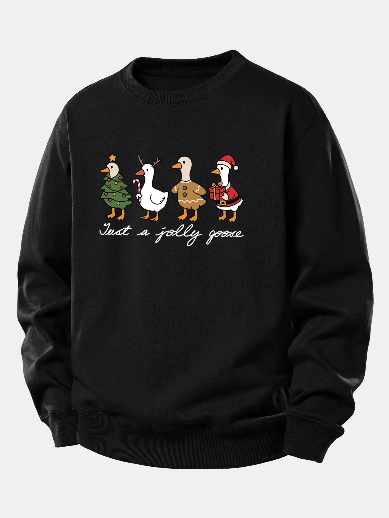 Weihnachtsente Druck Locker Geschnittenes Sweatshirt - Image 2