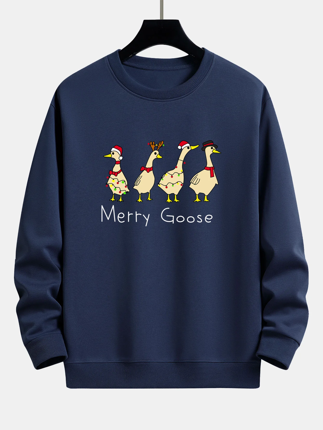 Weihnachtsente Druck Locker Geschnittenes Sweatshirt - Image 4