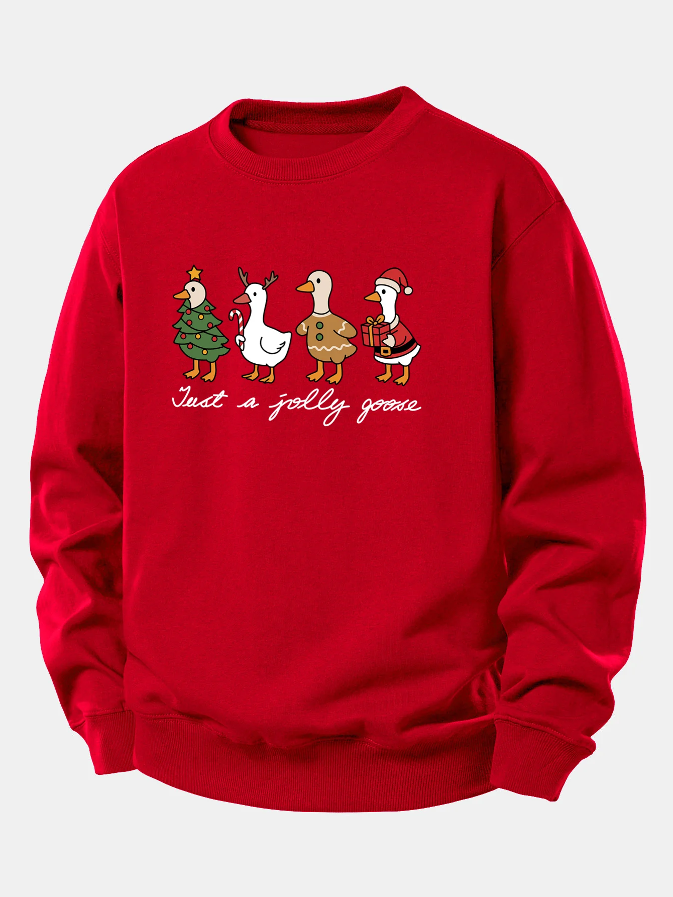 Weihnachtsente Druck Locker Geschnittenes Sweatshirt - Image 3