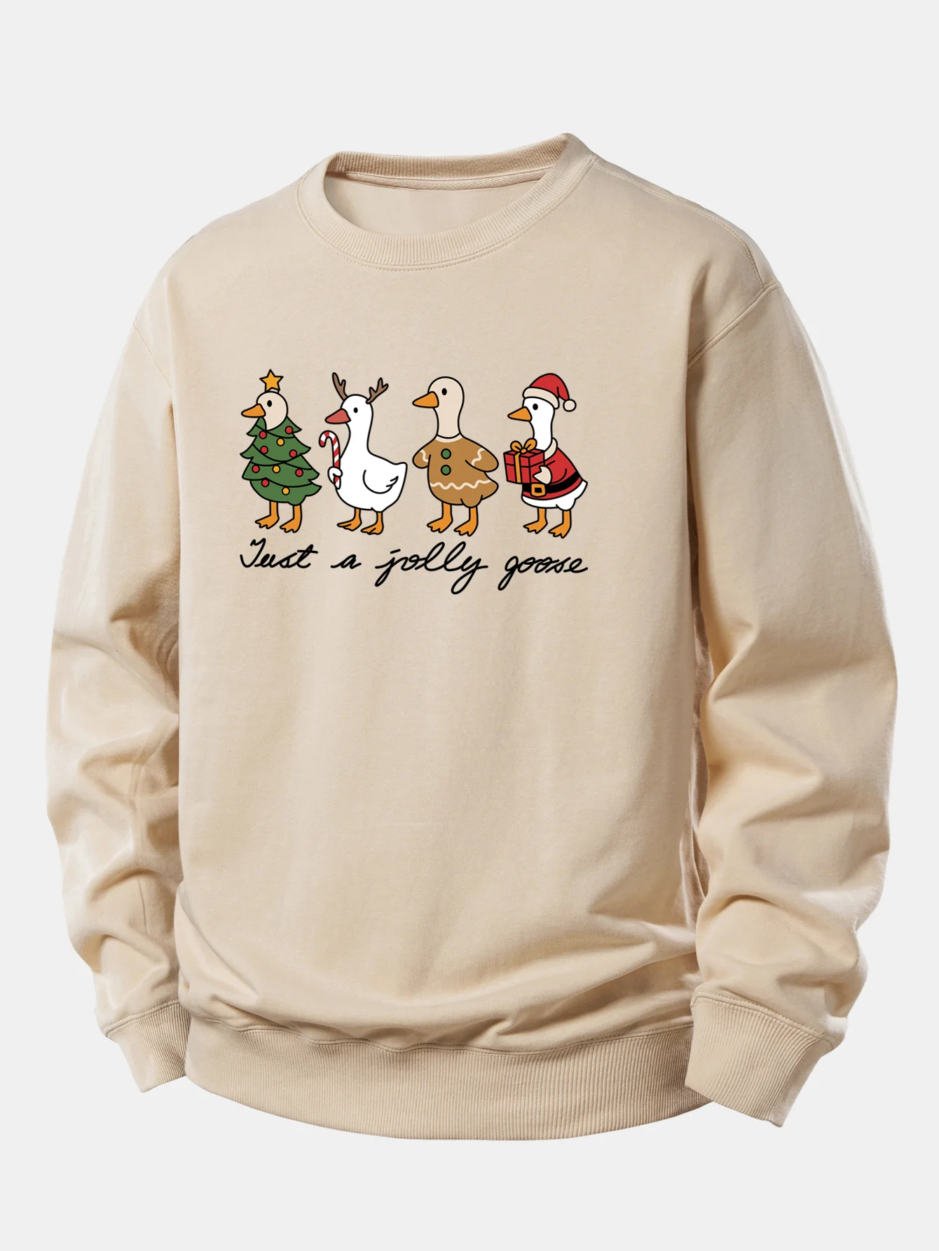 Weihnachtsente Druck Locker Geschnittenes Sweatshirt - Image 5