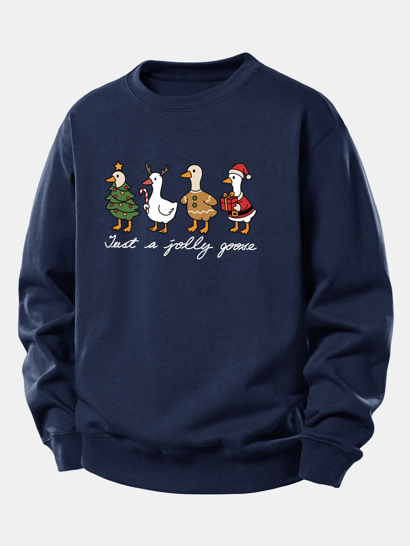 Weihnachtsente Druck Locker Geschnittenes Sweatshirt - Image 7