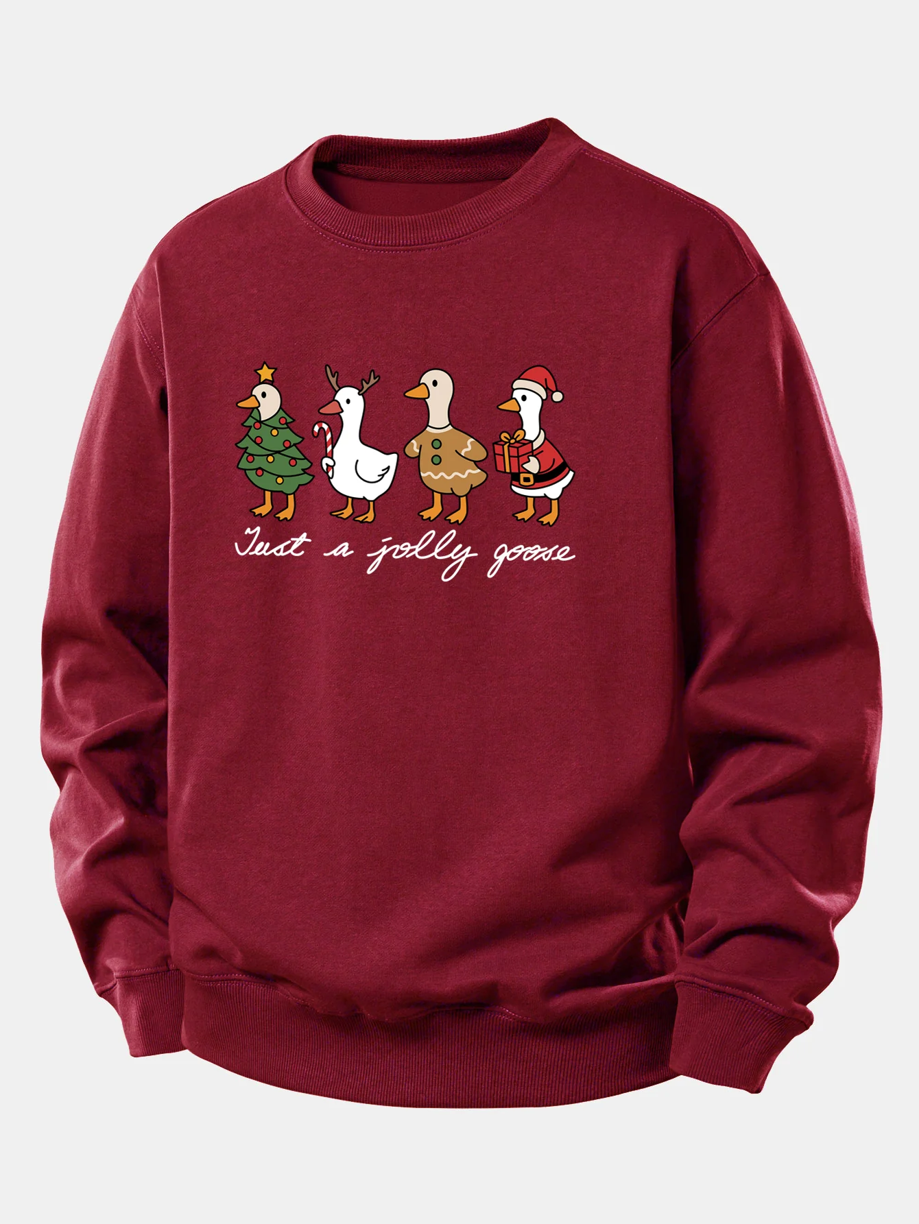 Weihnachtsente Druck Locker Geschnittenes Sweatshirt - Image 8