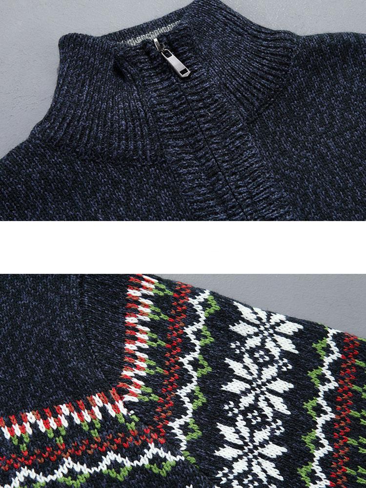 Weihnachtlicher geometrischer Print Halbzip-Pullover - Image 4