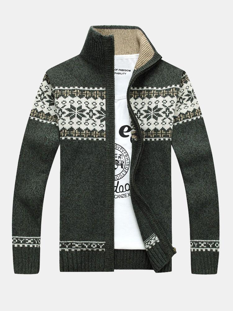 Weihnachtlicher geometrischer Print Reißverschluss-Pullover - Image 3