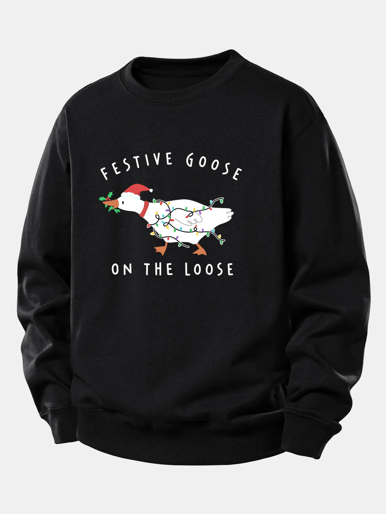 Christmas Goose Print Relax Fit Sweatshirt - Image 2