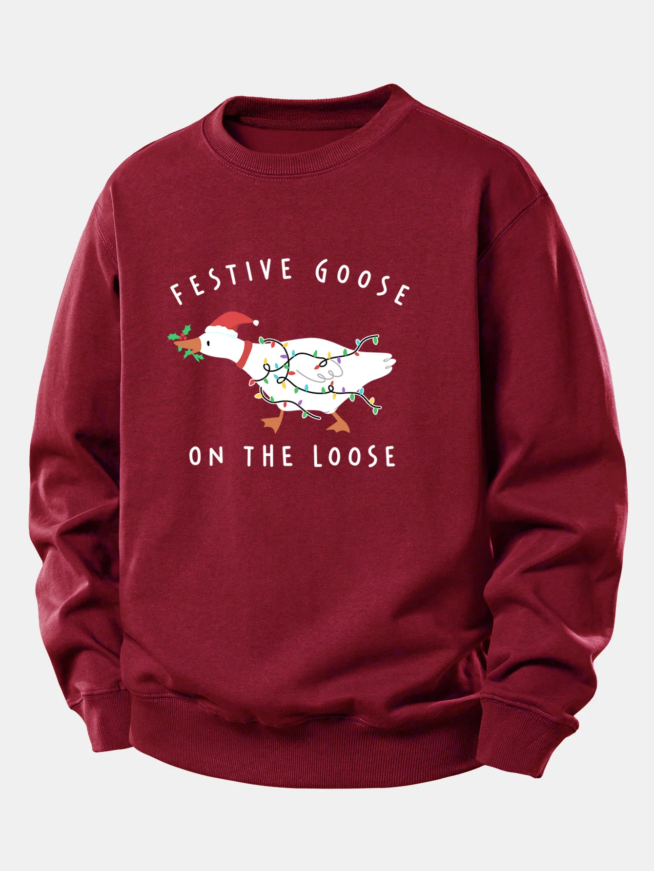 Christmas Goose Print Relax Fit Sweatshirt - Image 3