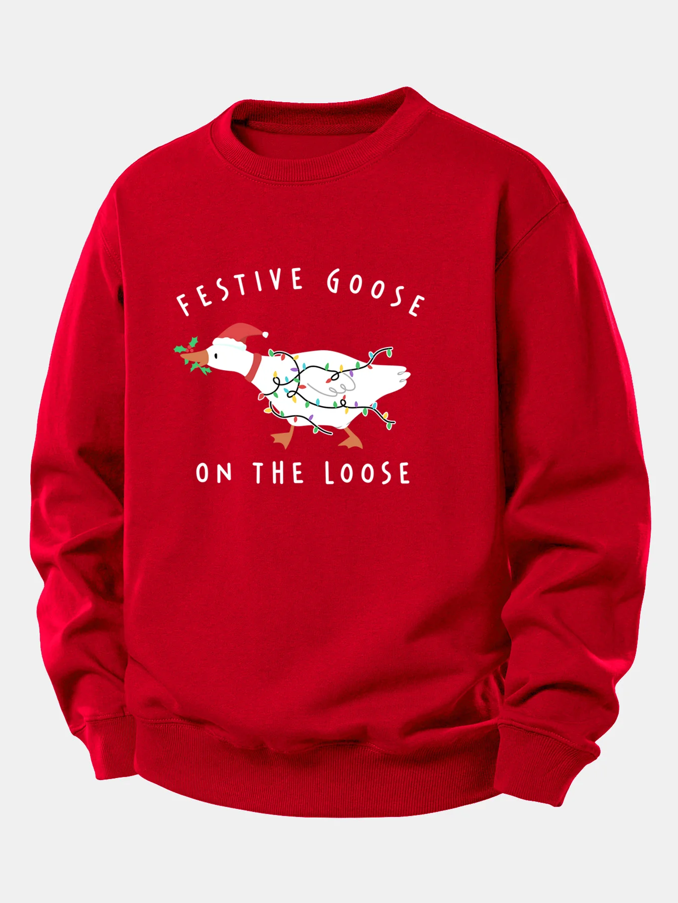 Christmas Goose Print Relax Fit Sweatshirt - Image 4