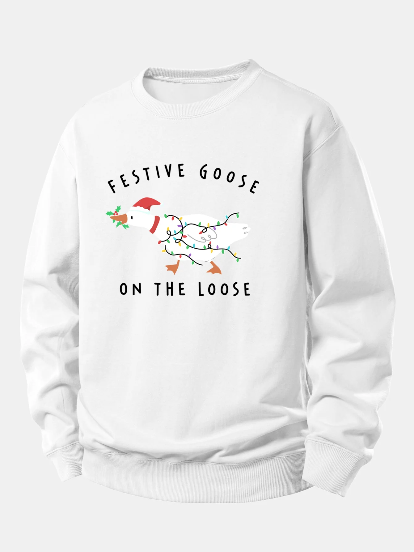 Christmas Goose Print Relax Fit Sweatshirt - Image 5