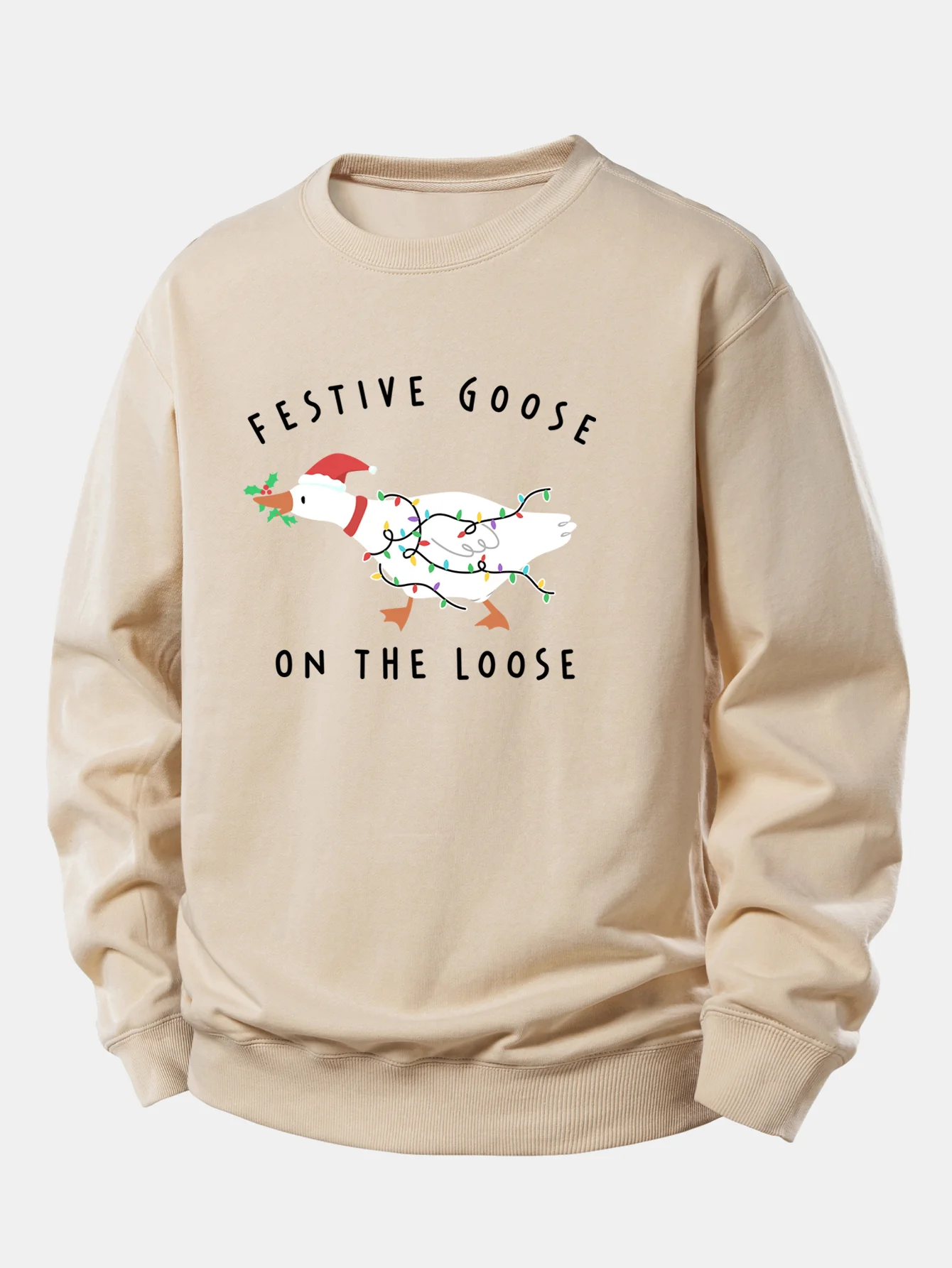 Christmas Goose Print Relax Fit Sweatshirt - Image 6