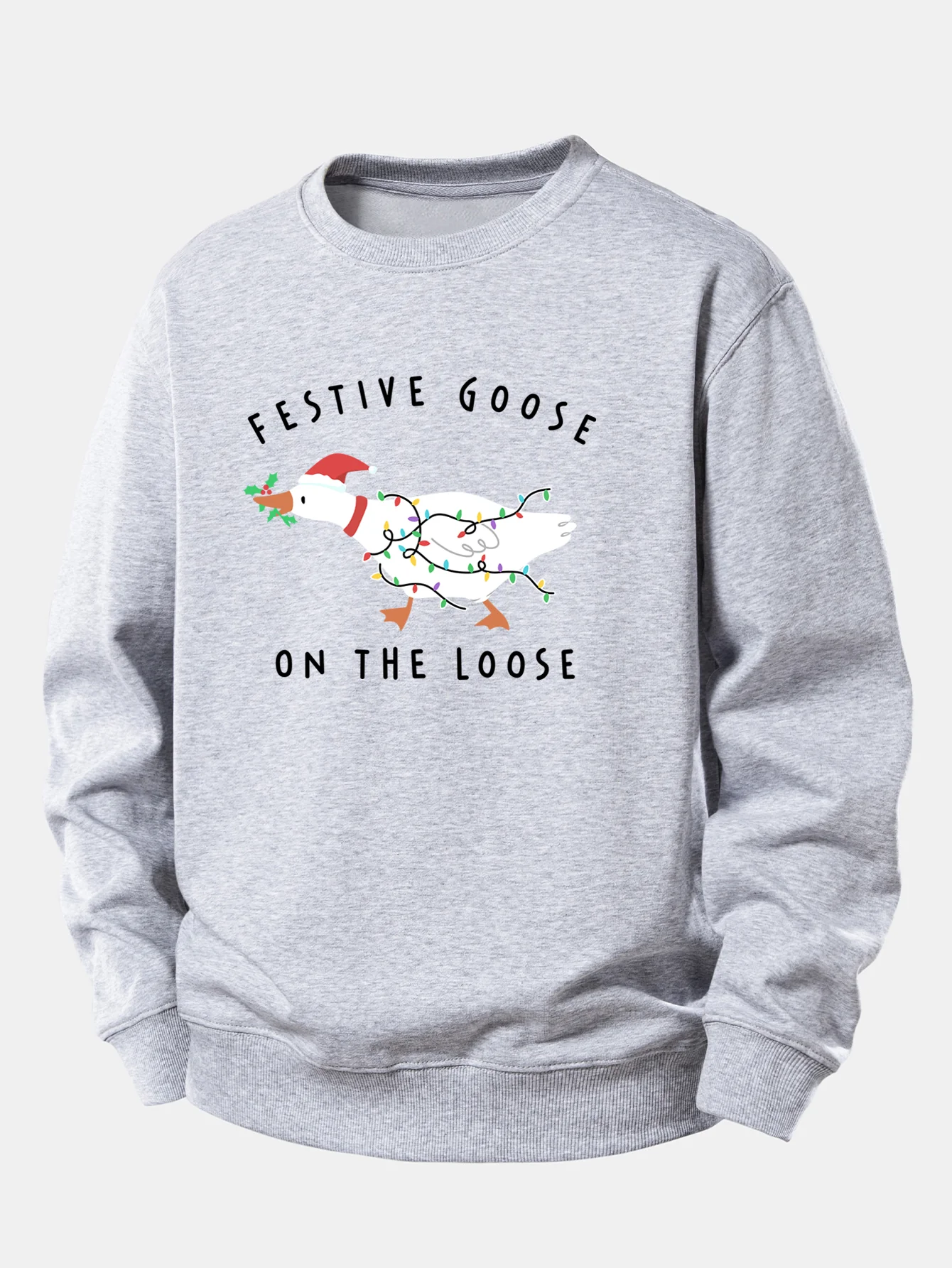 Christmas Goose Print Relax Fit Sweatshirt - Image 7
