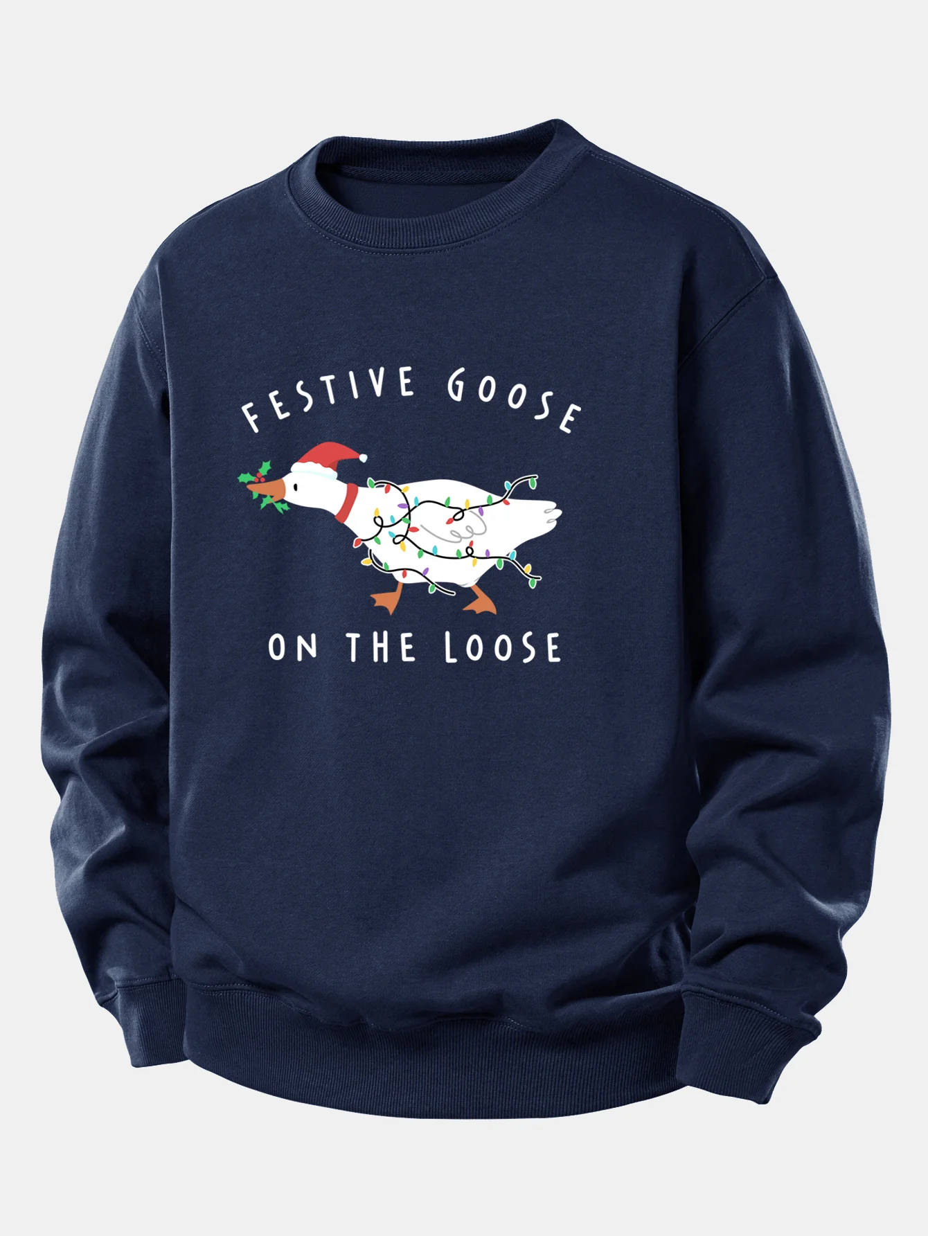 Christmas Goose Print Relax Fit Sweatshirt - Image 8
