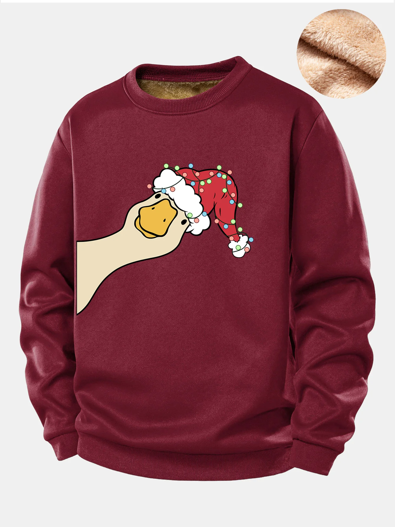 Christmas Goose Print Teddy Fleece Lined Sweatshirt - Image 4