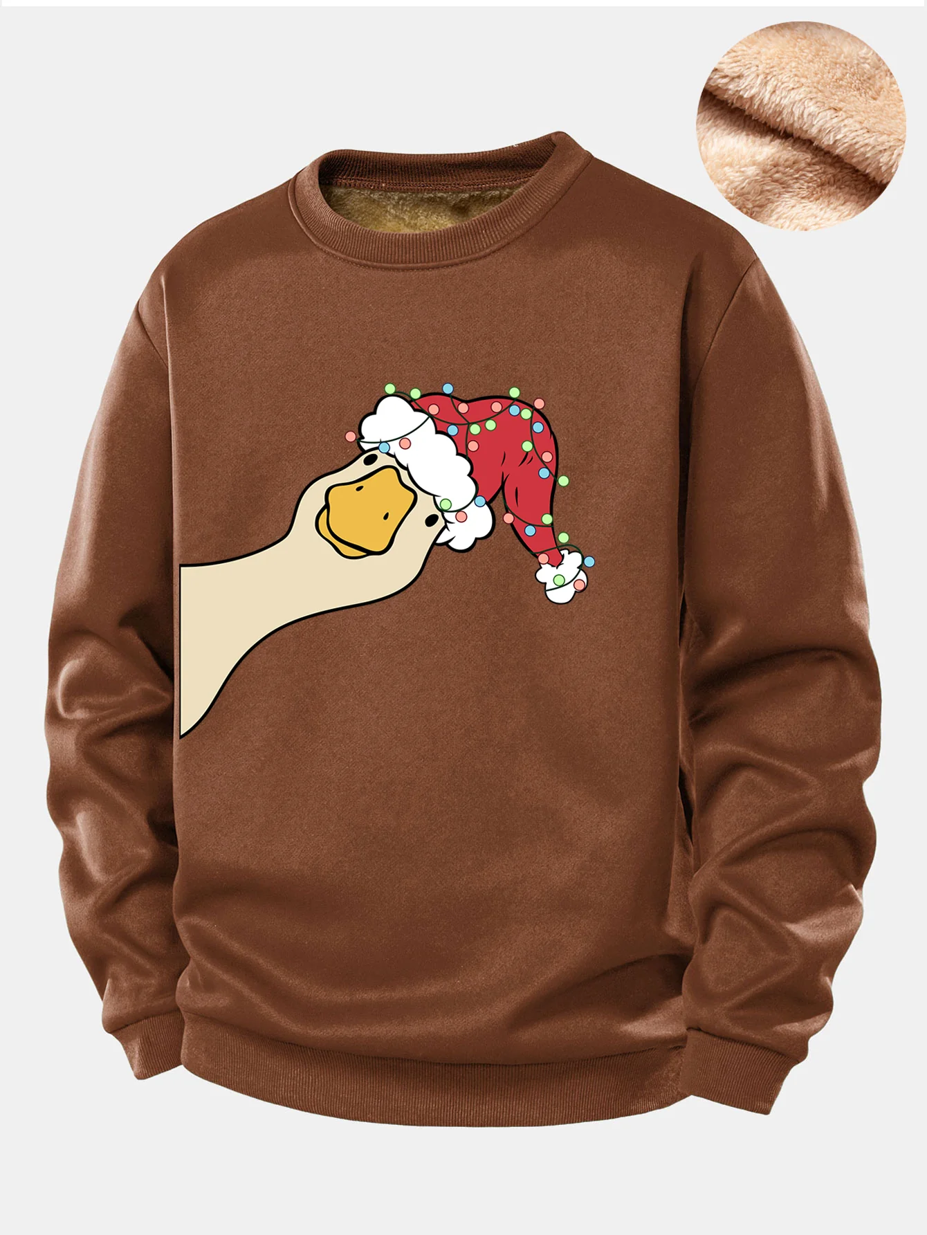 Christmas Goose Print Teddy Fleece Lined Sweatshirt - Image 5