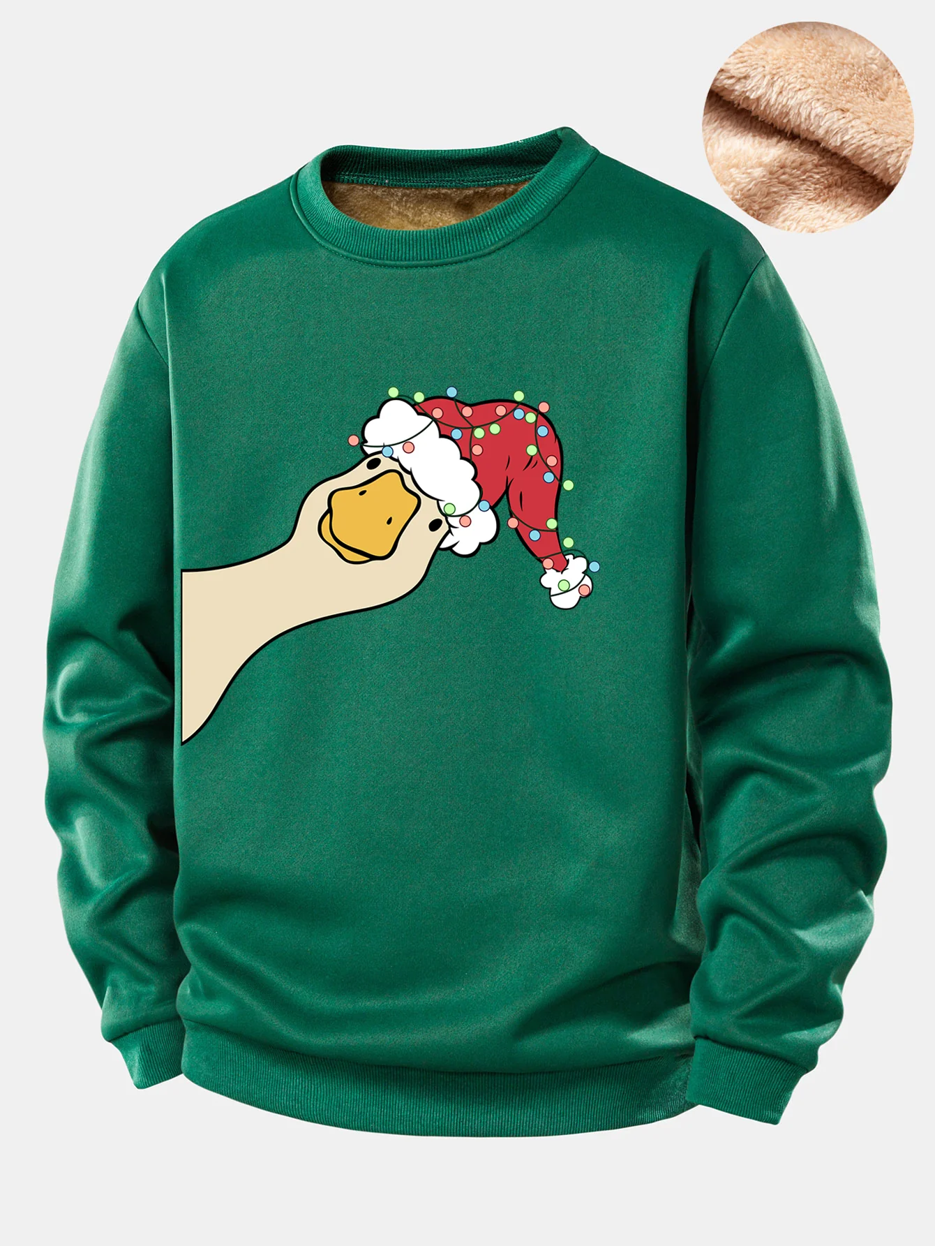 Christmas Goose Print Teddy Fleece Lined Sweatshirt - Image 6