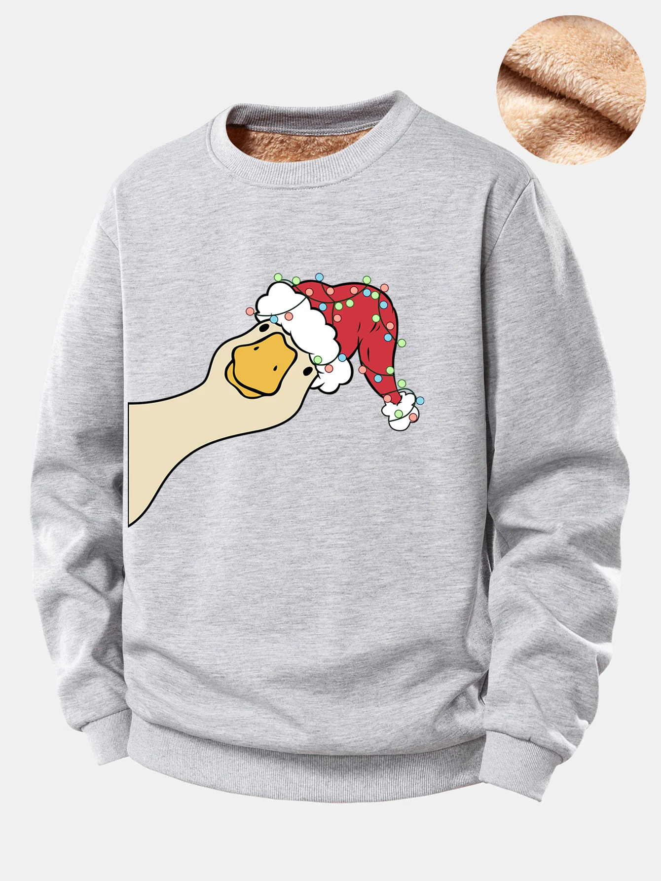 Christmas Goose Print Teddy Fleece Lined Sweatshirt - Image 7