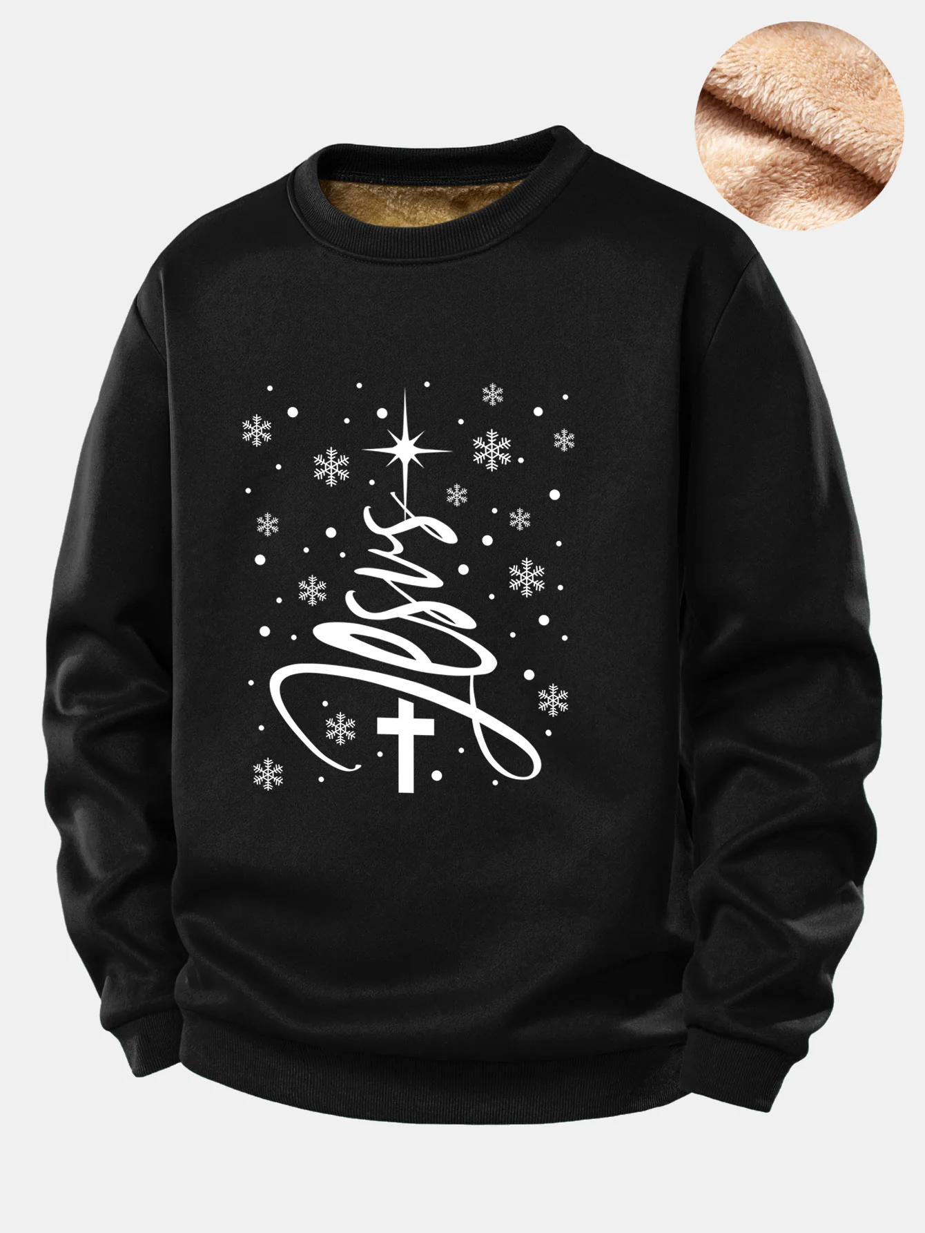 Christmas Jesus Print Teddy Fleece Lined Sweatshirt - Image 2