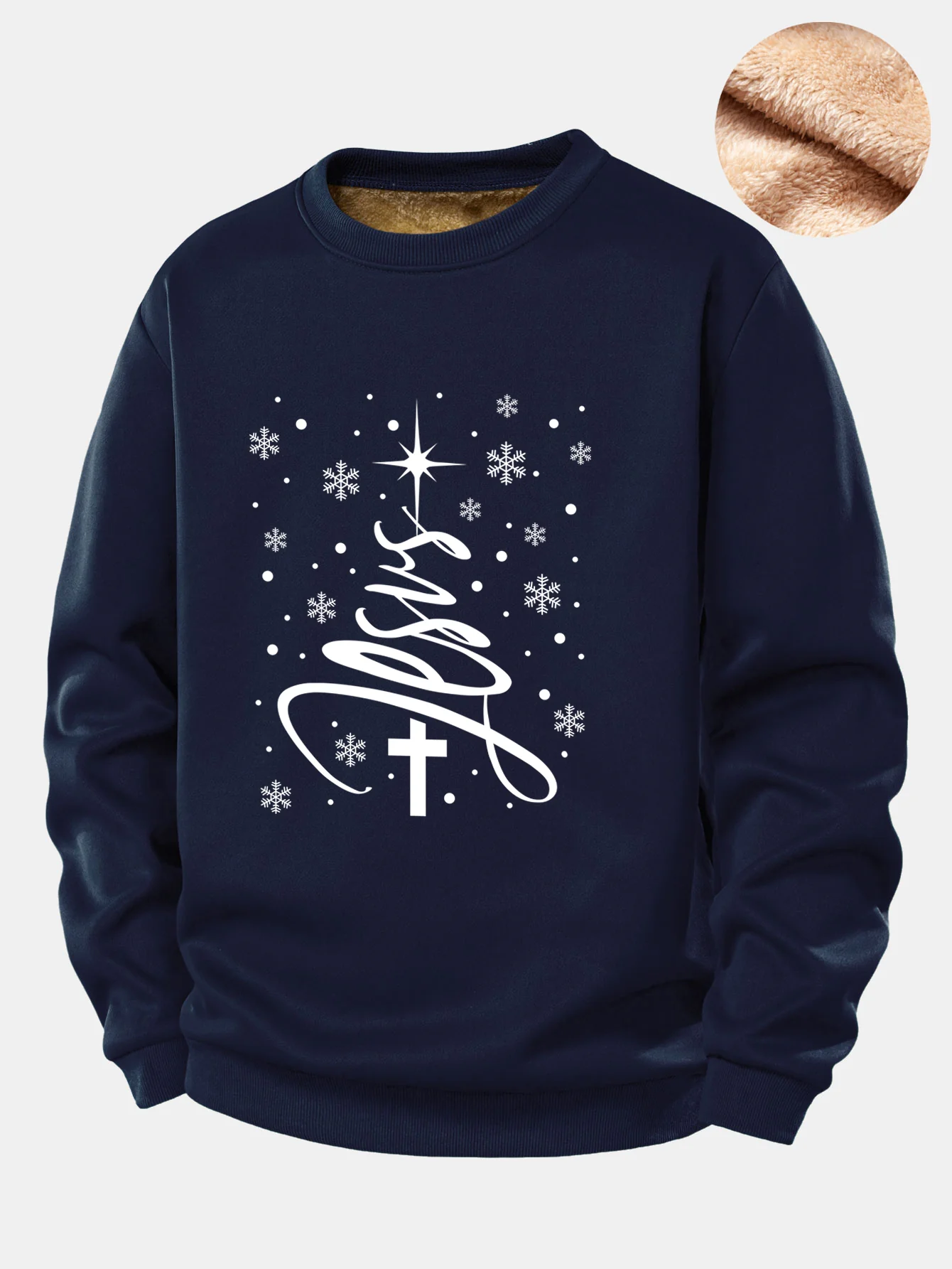 Christmas Jesus Print Teddy Fleece Lined Sweatshirt - Image 4