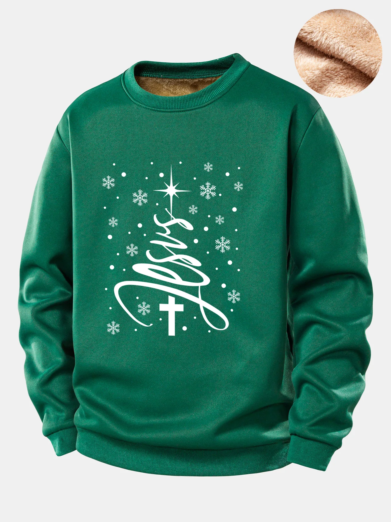 Christmas Jesus Print Teddy Fleece Lined Sweatshirt - Image 6