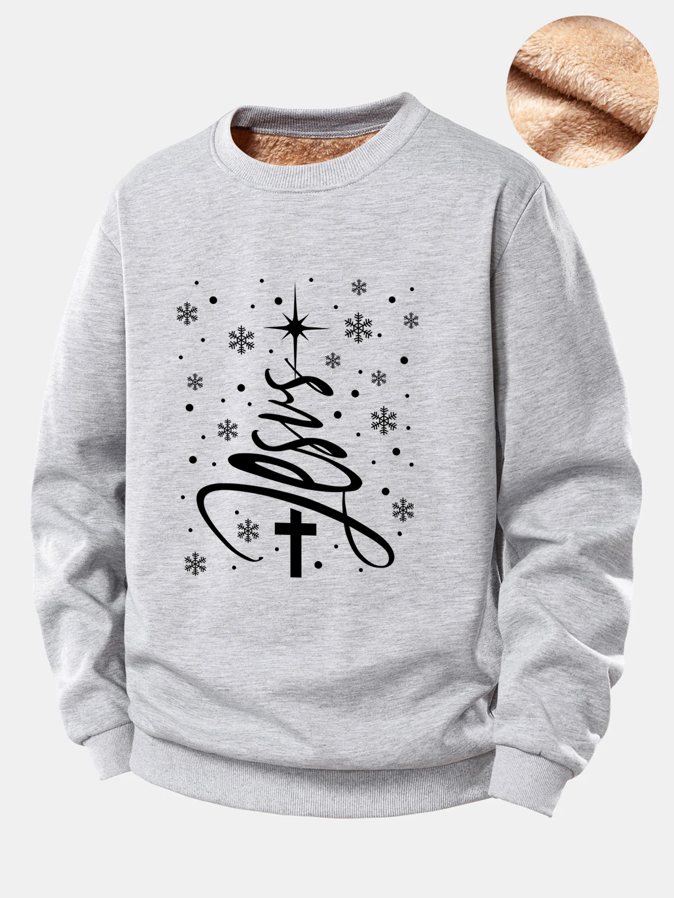 Christmas Jesus Print Teddy Fleece Lined Sweatshirt - Image 7
