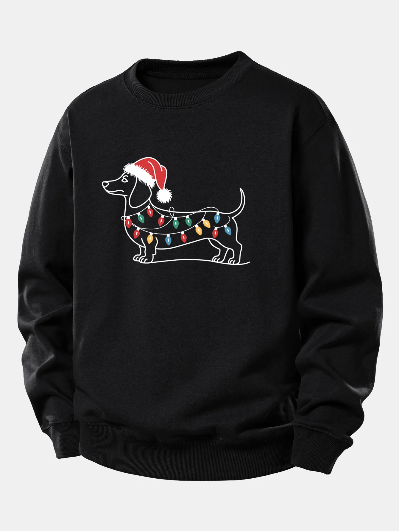 Christmas Light Dog Print Relax Fit Sweatshirt - Image 2