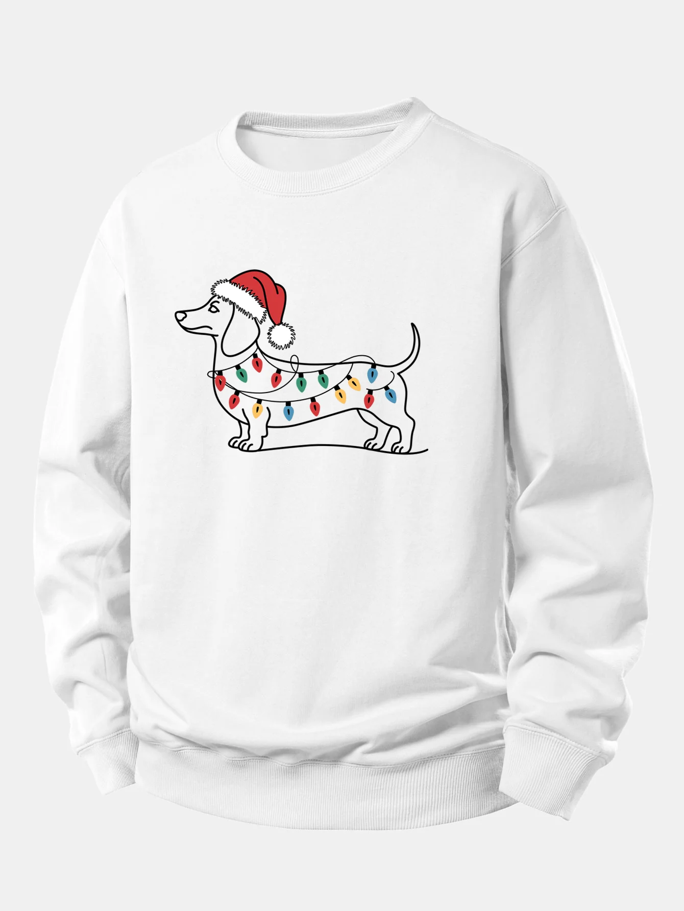 Christmas Light Dog Print Relax Fit Sweatshirt - Image 3