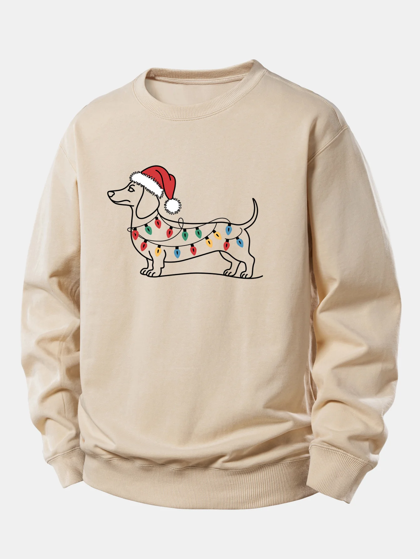 Christmas Light Dog Print Relax Fit Sweatshirt - Image 4