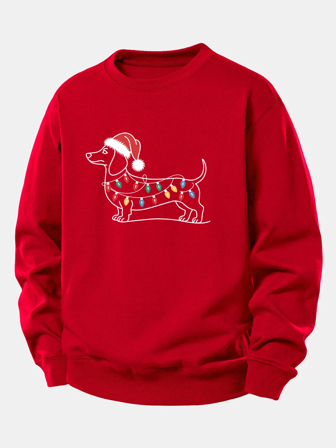 Christmas Light Dog Print Relax Fit Sweatshirt - Image 5