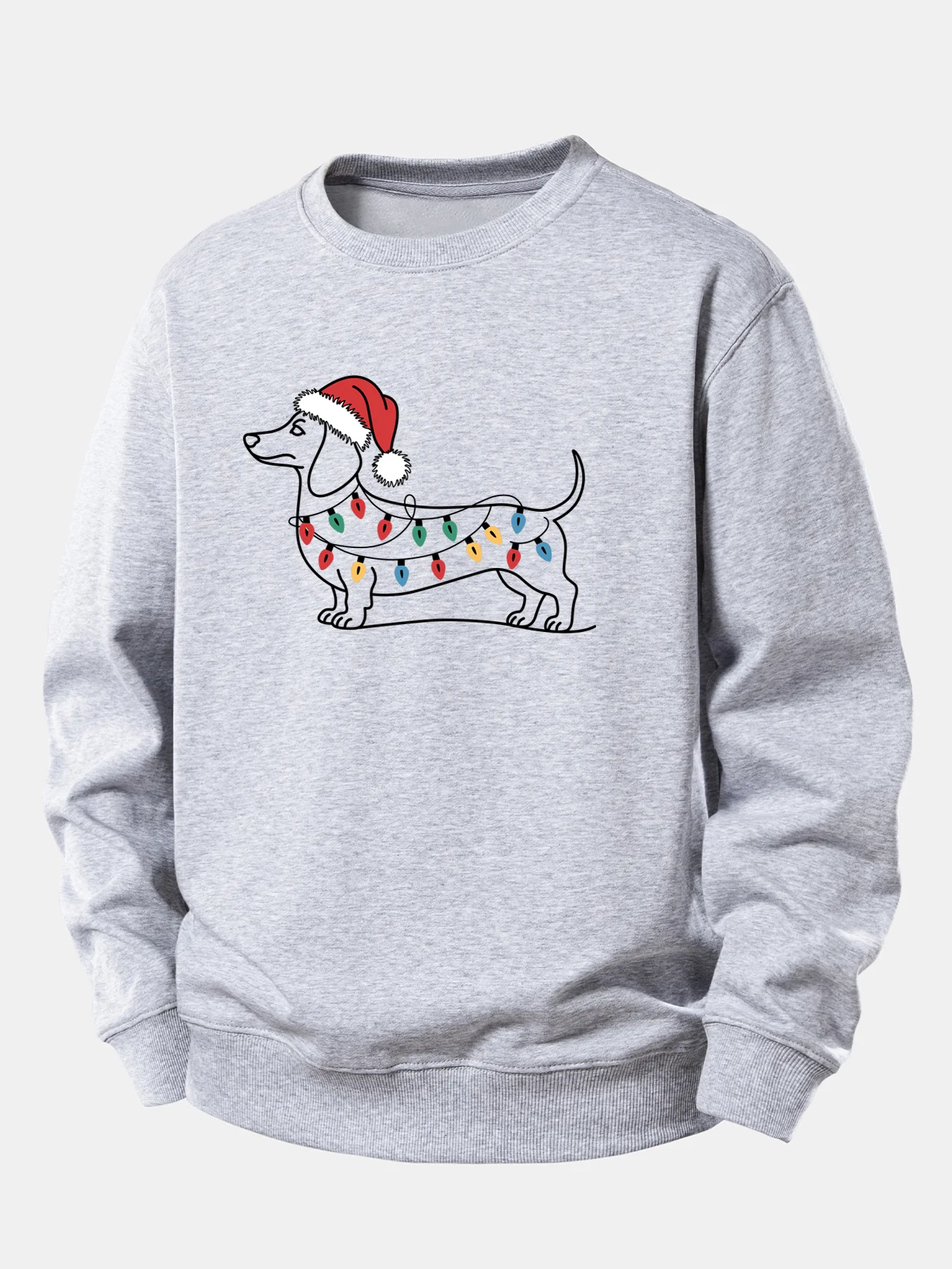Christmas Light Dog Print Relax Fit Sweatshirt - Image 6