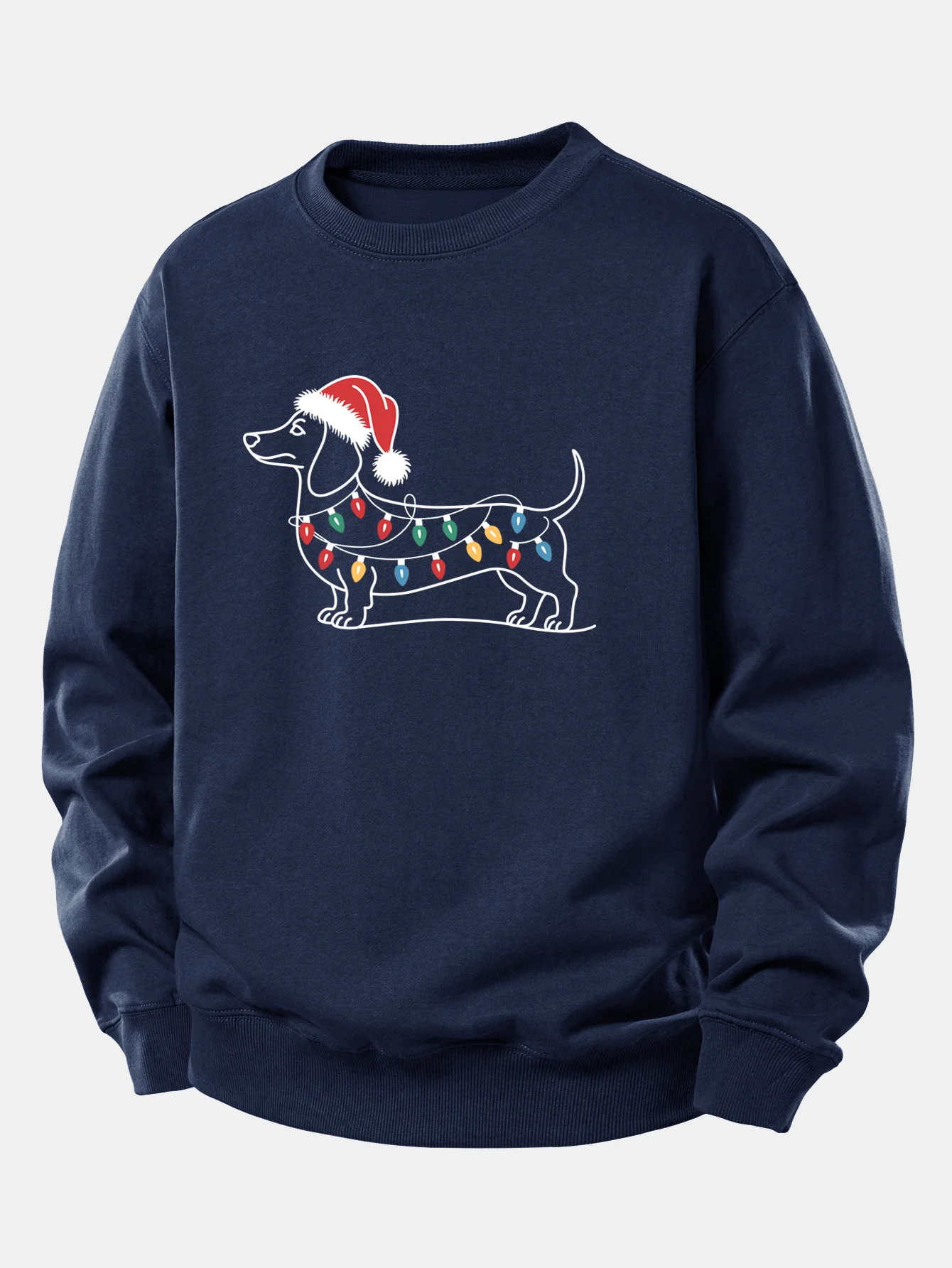 Christmas Light Dog Print Relax Fit Sweatshirt - Image 7