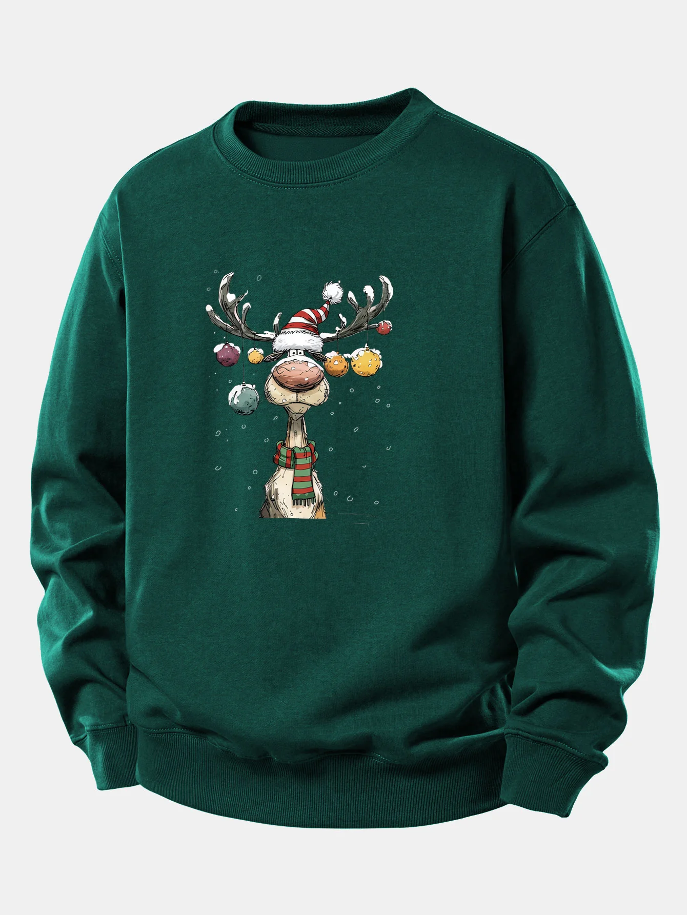 Christmas Light Reindeer Print Relax Fit Sweatshirt - Image 2