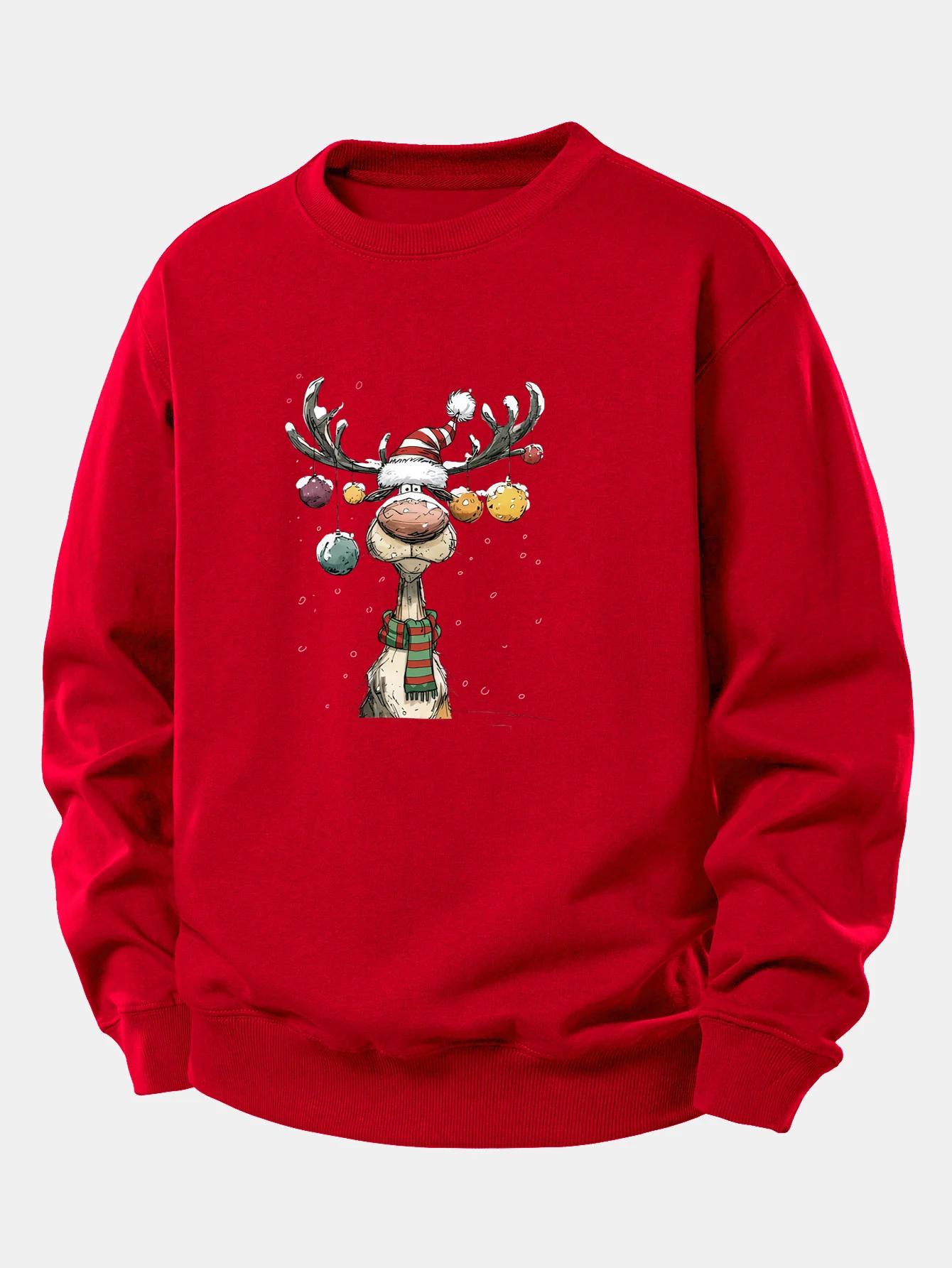 Christmas Light Reindeer Print Relax Fit Sweatshirt - Image 3