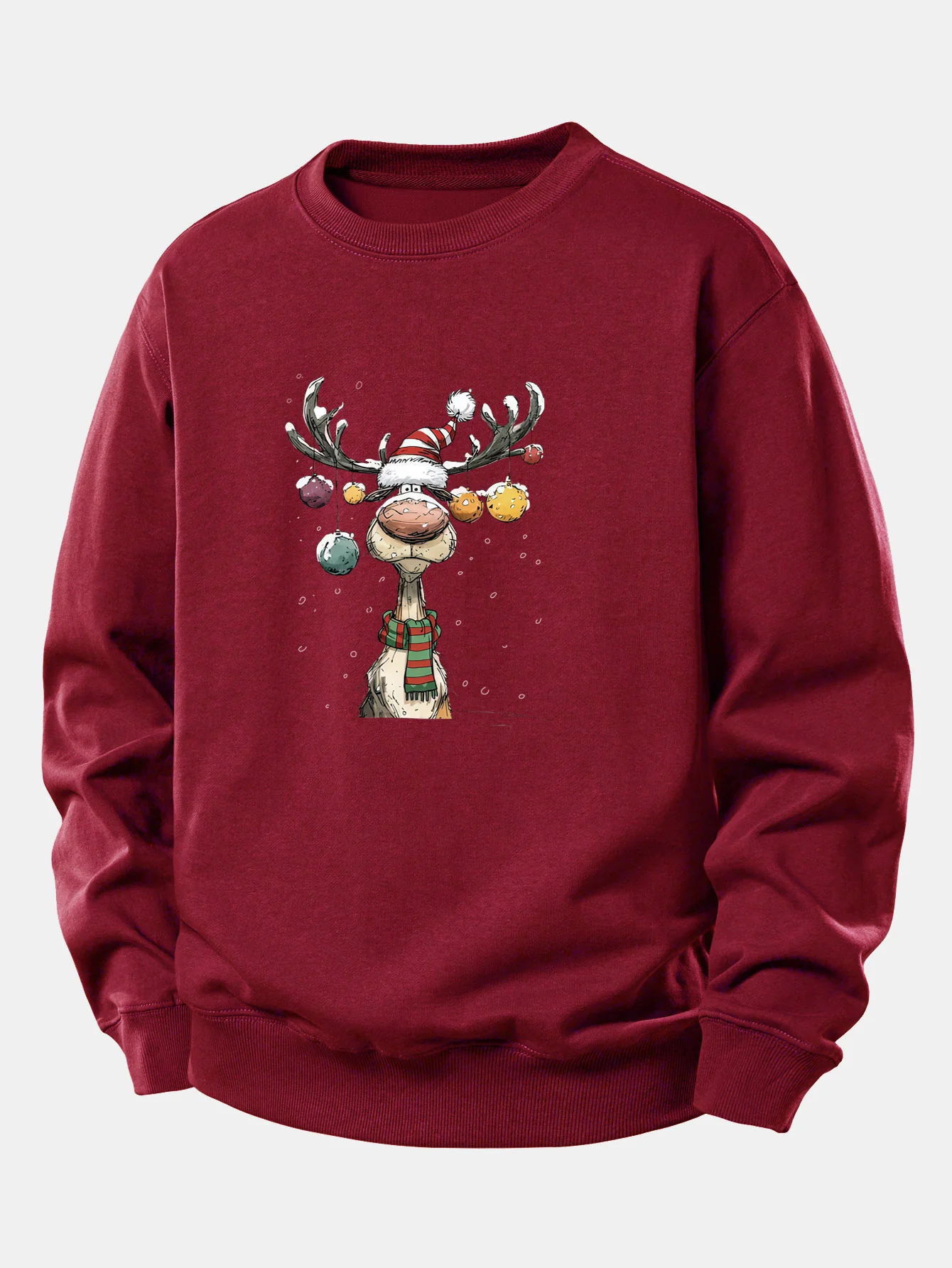 Christmas Light Reindeer Print Relax Fit Sweatshirt - Image 4