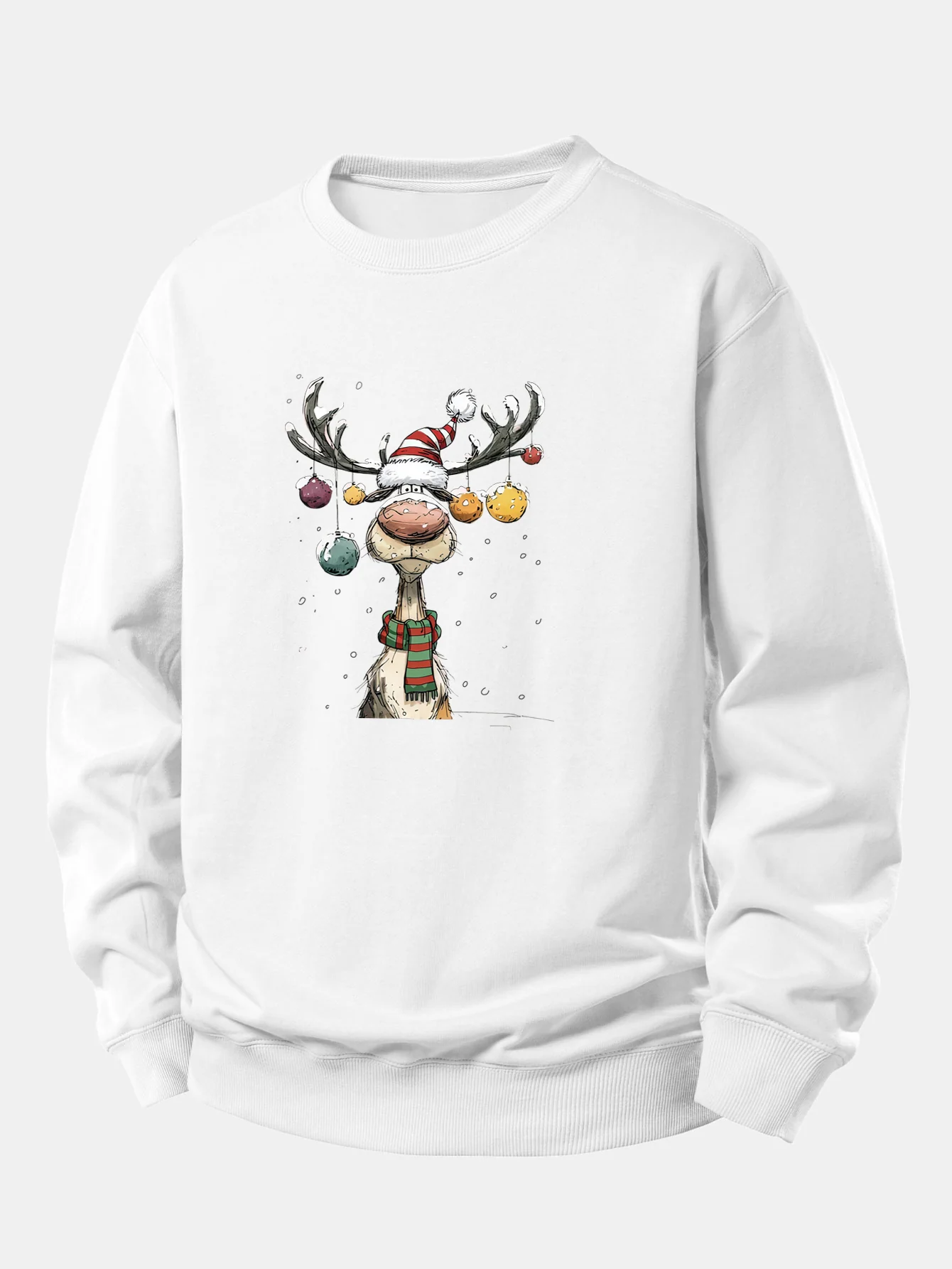 Christmas Light Reindeer Print Relax Fit Sweatshirt - Image 5
