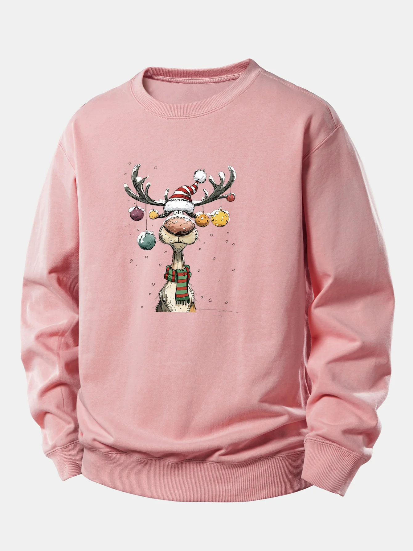 Christmas Light Reindeer Print Relax Fit Sweatshirt - Image 6