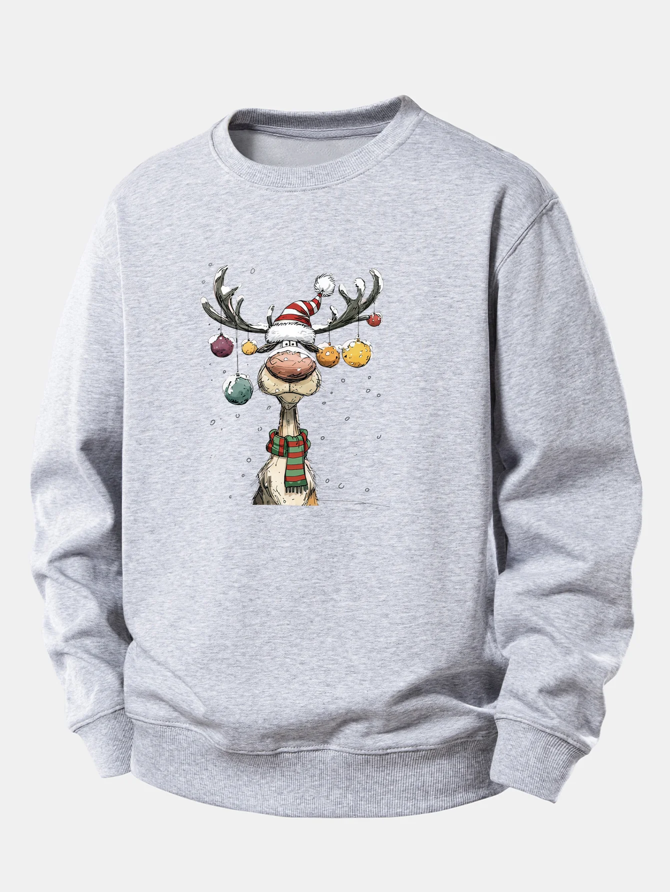Christmas Light Reindeer Print Relax Fit Sweatshirt - Image 7
