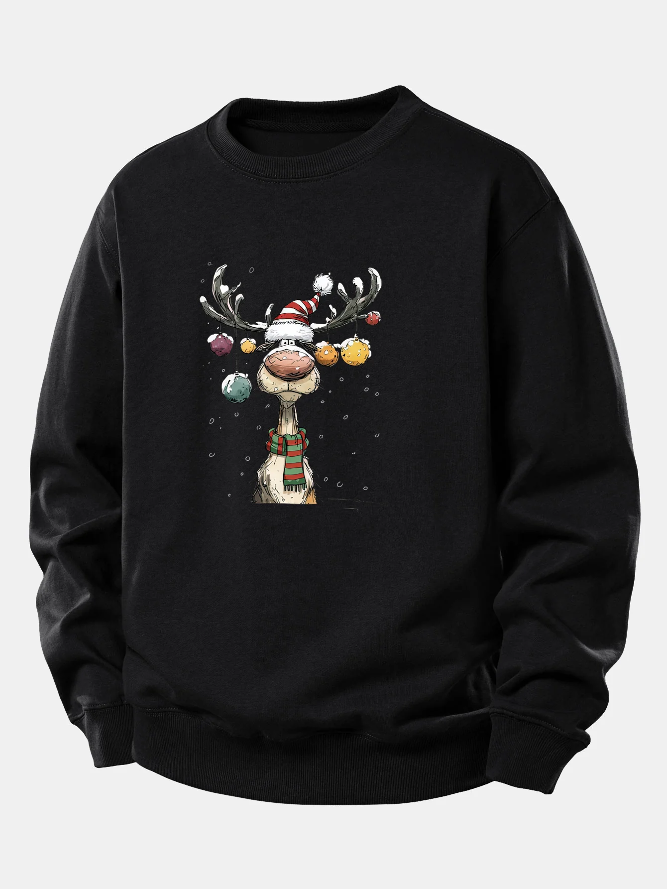 Christmas Light Reindeer Print Relax Fit Sweatshirt - Image 8