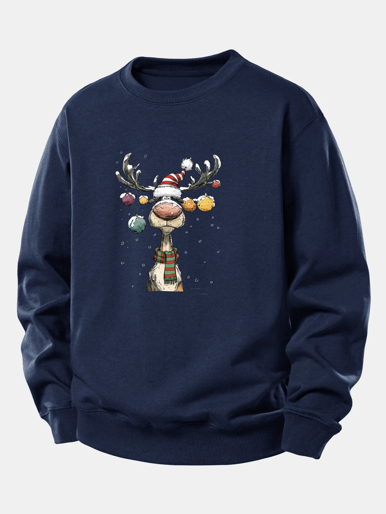 Christmas Light Reindeer Print Relax Fit Sweatshirt - Image 9