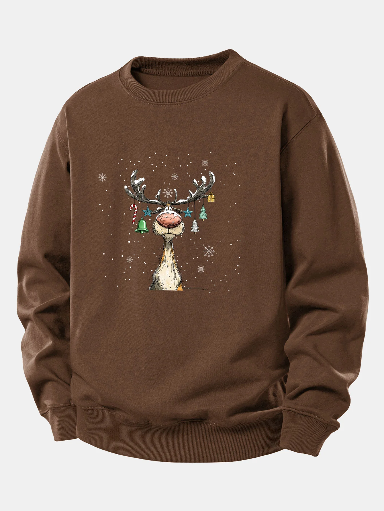 Christmas Light Reindeer Print Relax Fit Sweatshirt - Image 10