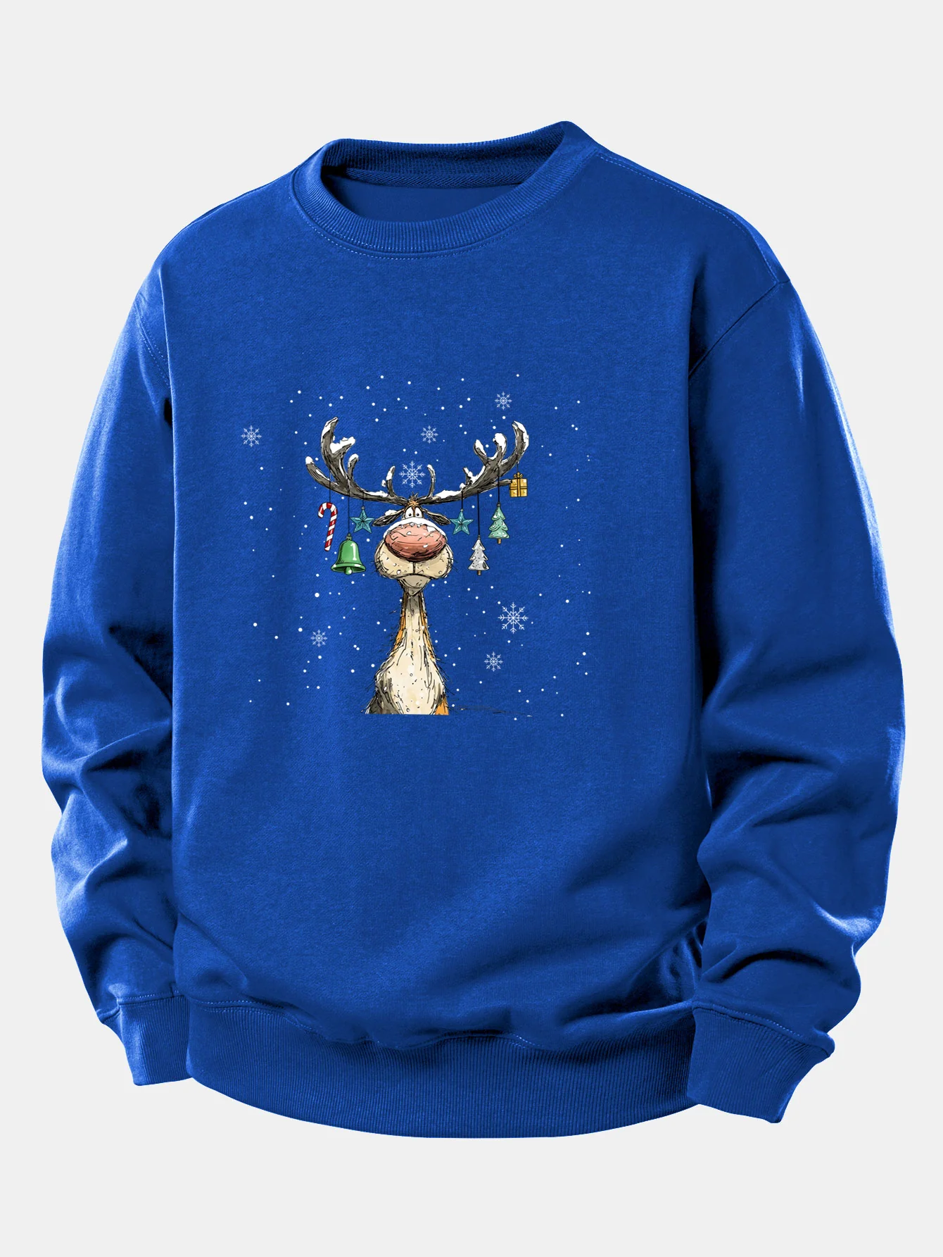 Christmas Light Reindeer Print Relax Fit Sweatshirt - Image 11