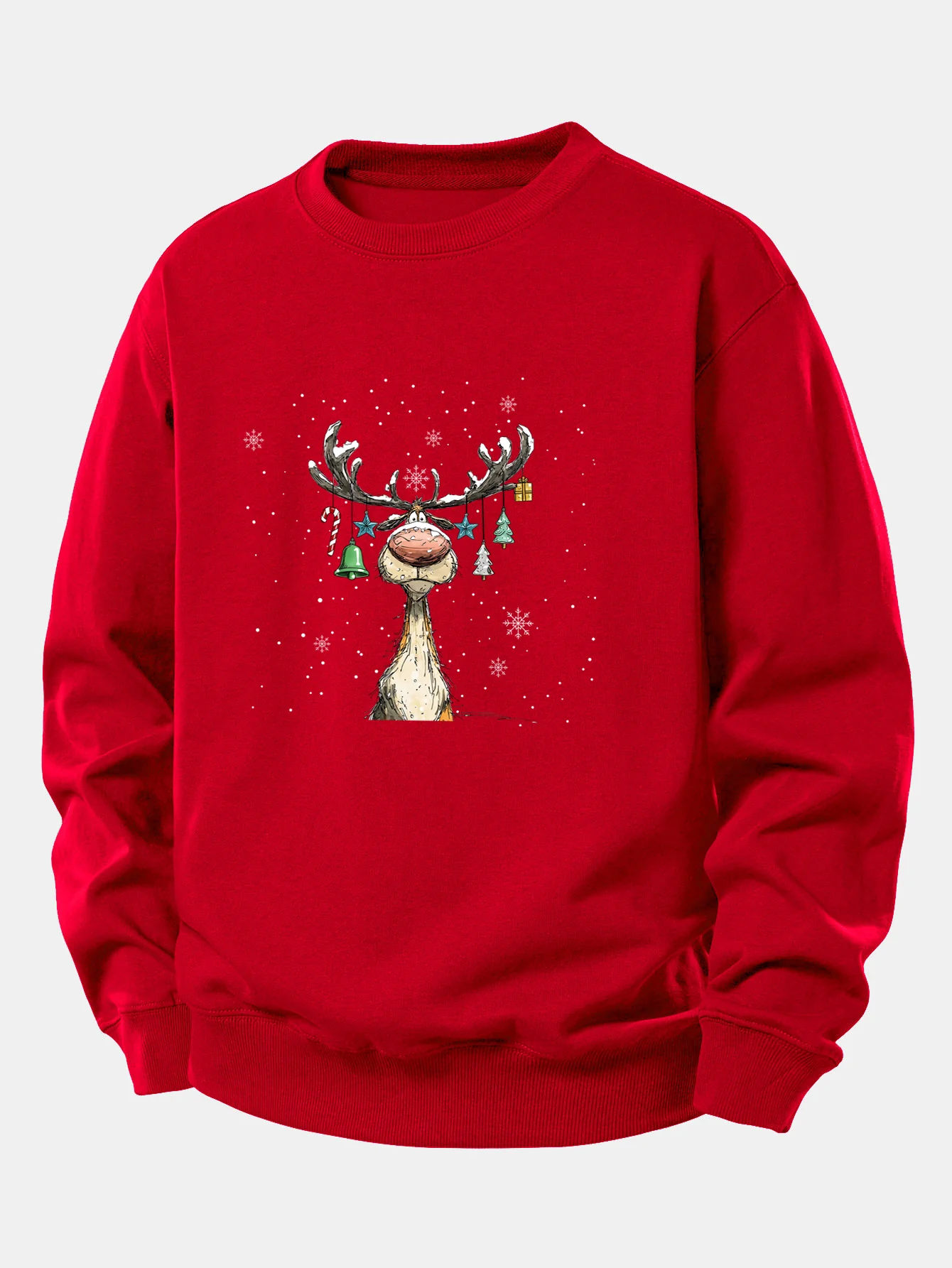 Christmas Light Reindeer Print Relax Fit Sweatshirt - Image 3