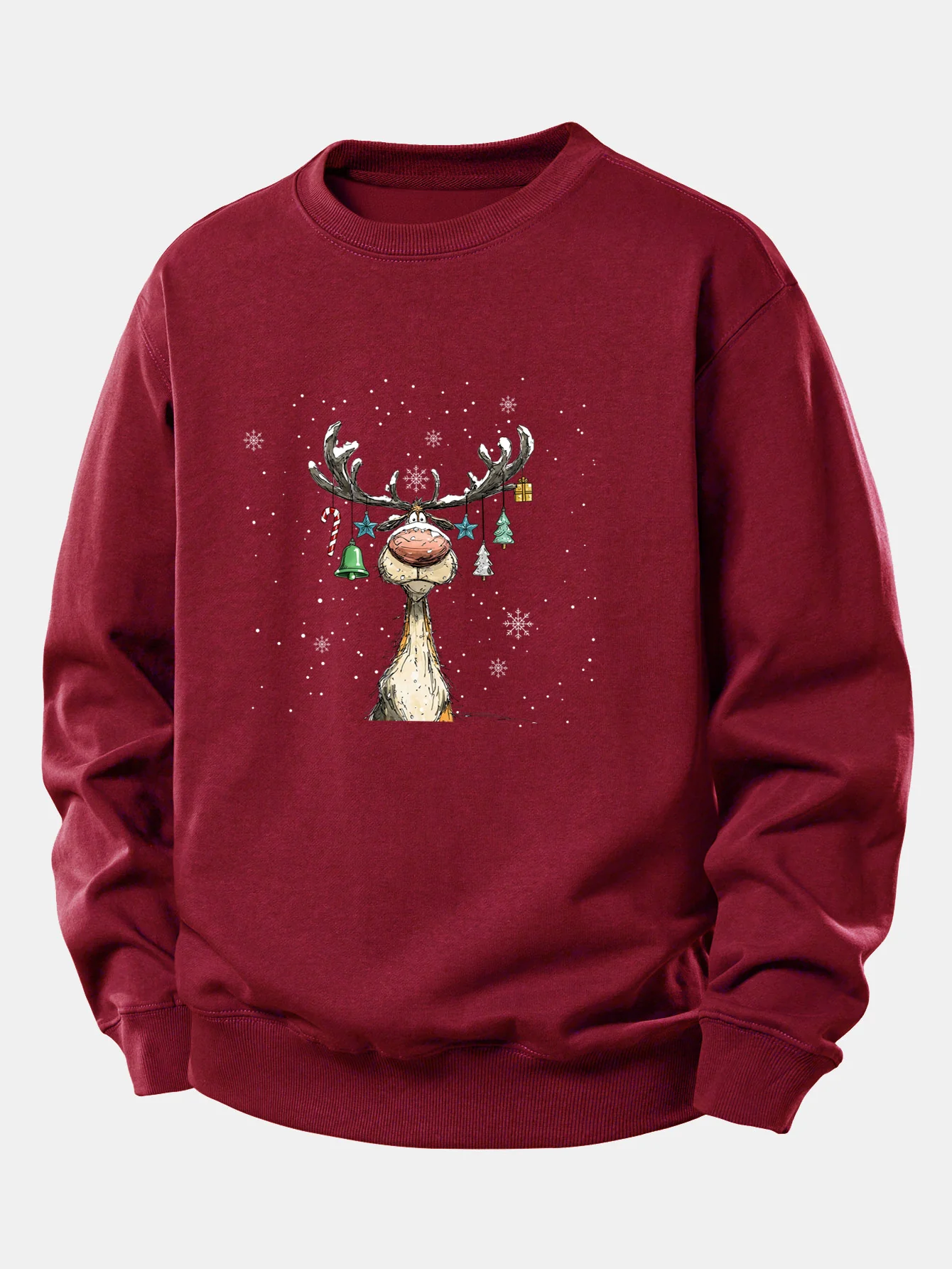 Christmas Light Reindeer Print Relax Fit Sweatshirt - Image 4