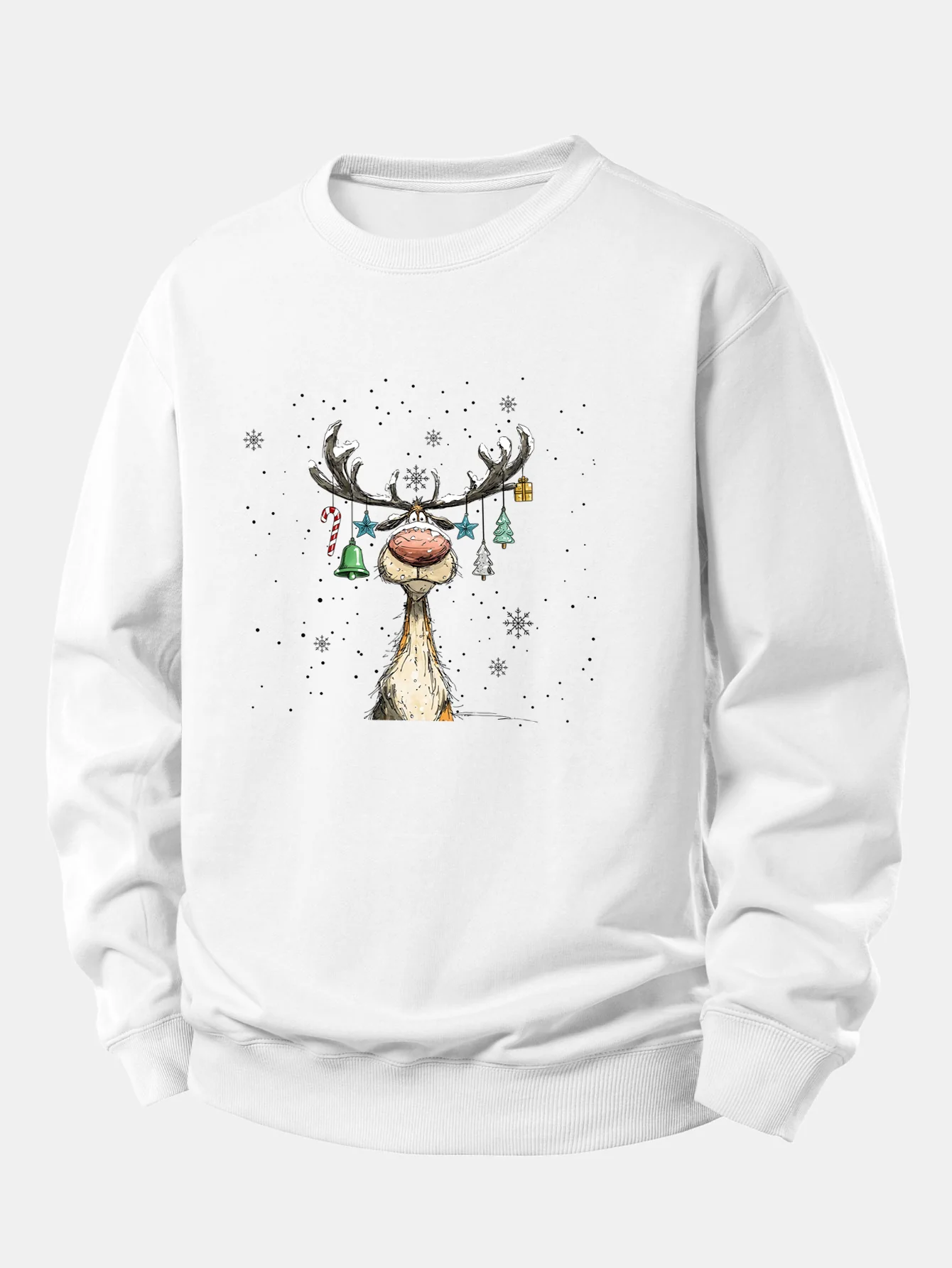 Christmas Light Reindeer Print Relax Fit Sweatshirt - Image 5