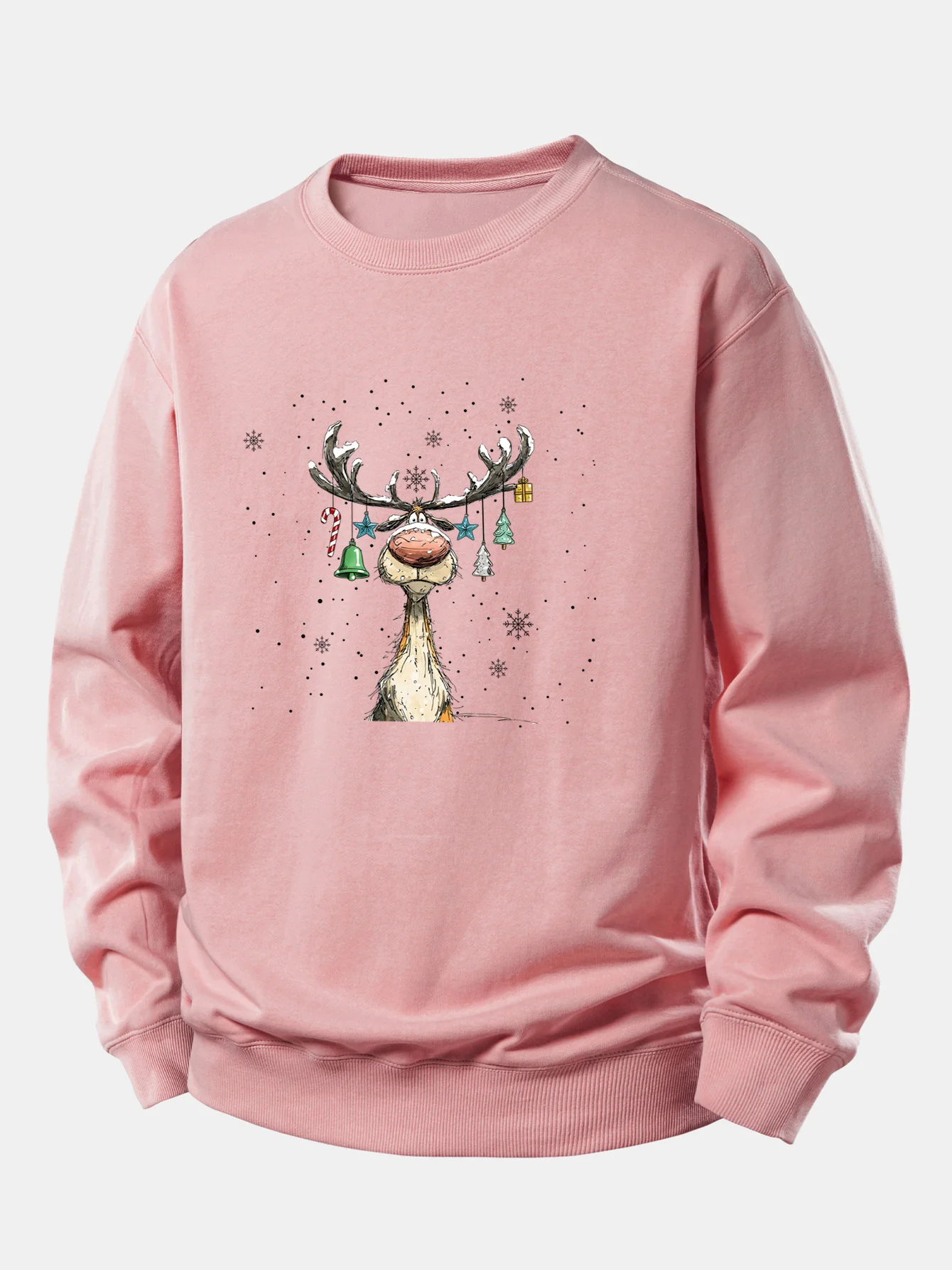 Christmas Light Reindeer Print Relax Fit Sweatshirt - Image 6