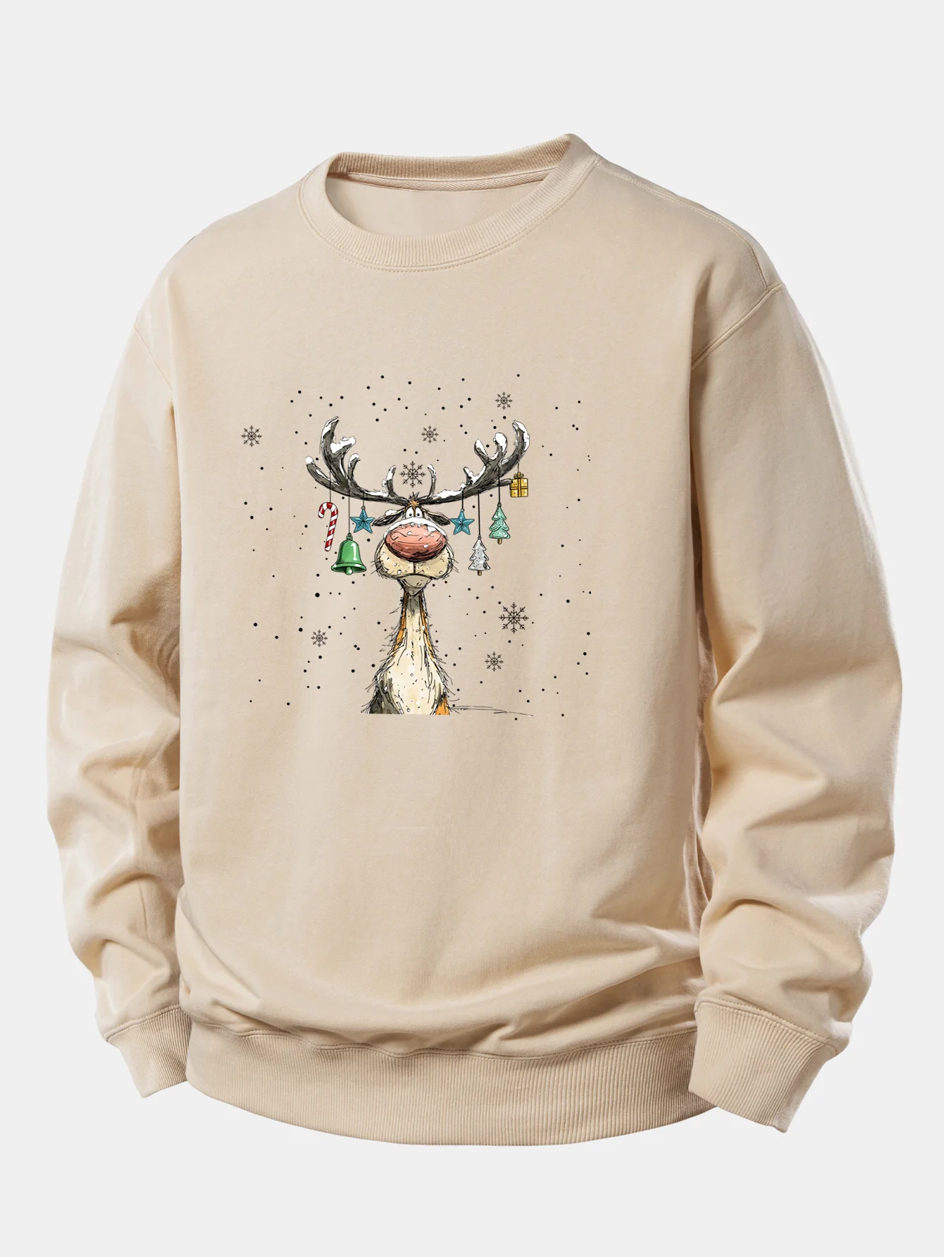 Christmas Light Reindeer Print Relax Fit Sweatshirt - Image 7