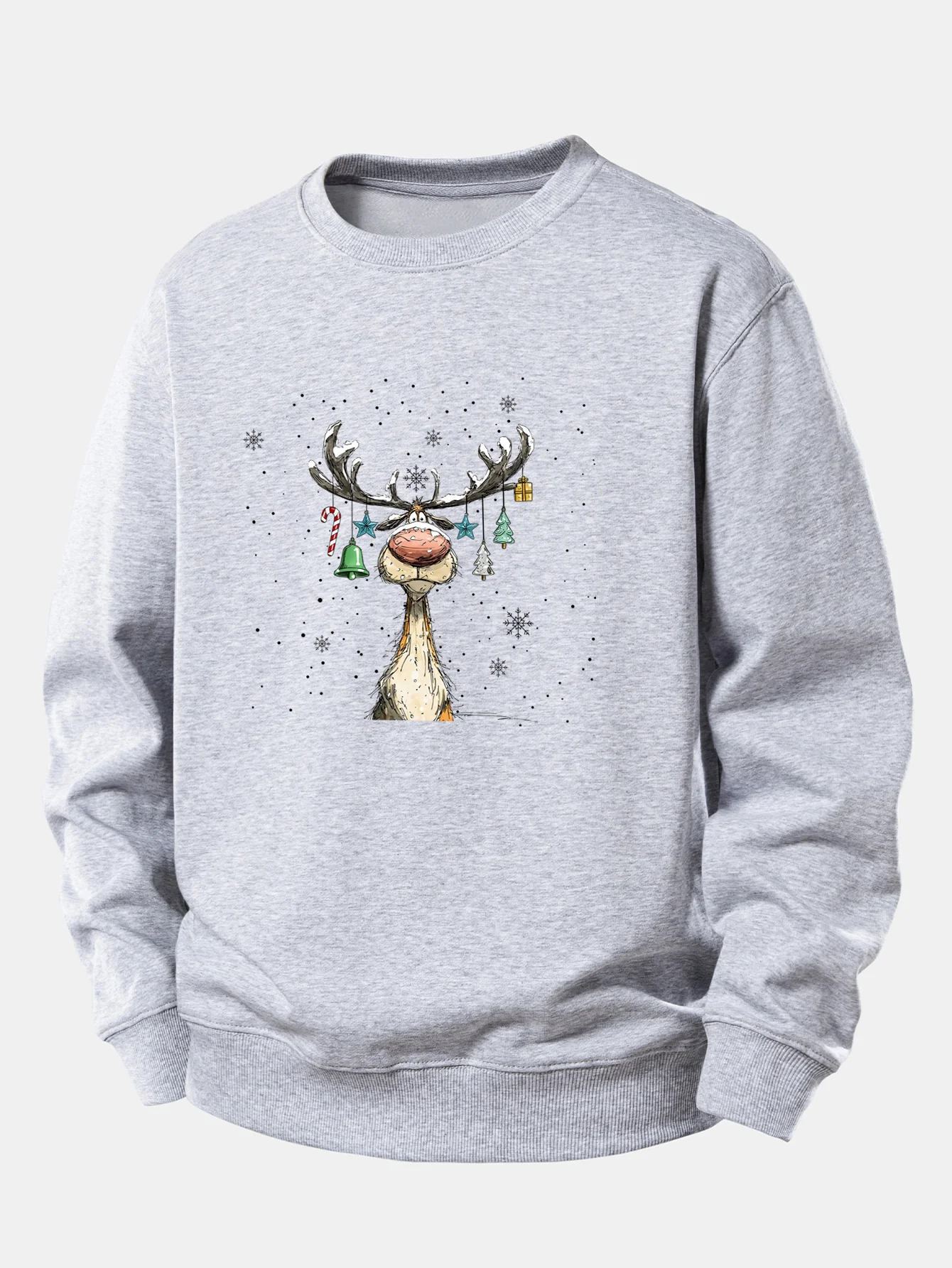 Christmas Light Reindeer Print Relax Fit Sweatshirt - Image 8