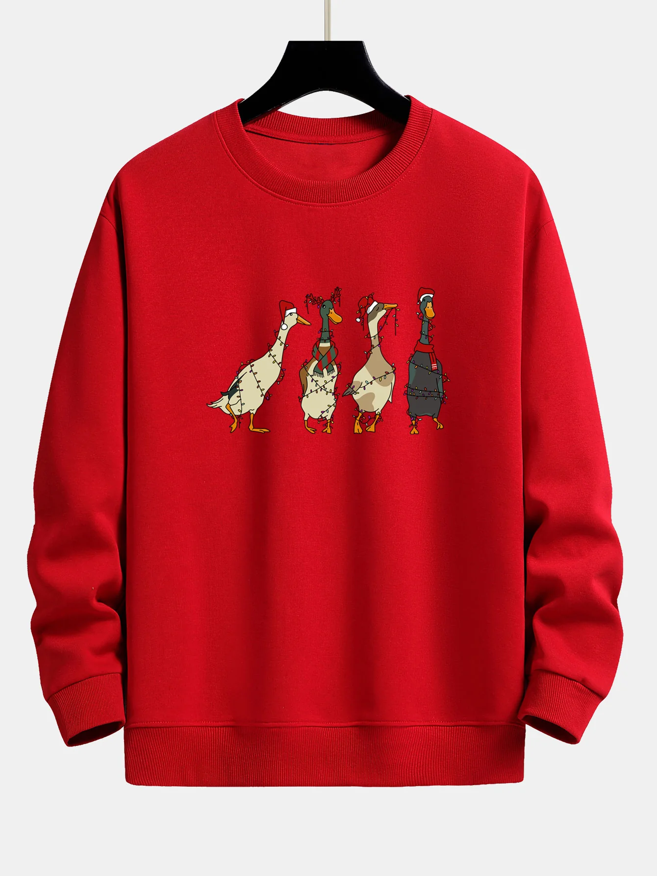 Weihnachtslichter Ente Druck Locker Sitzendes Sweatshirt - Image 2
